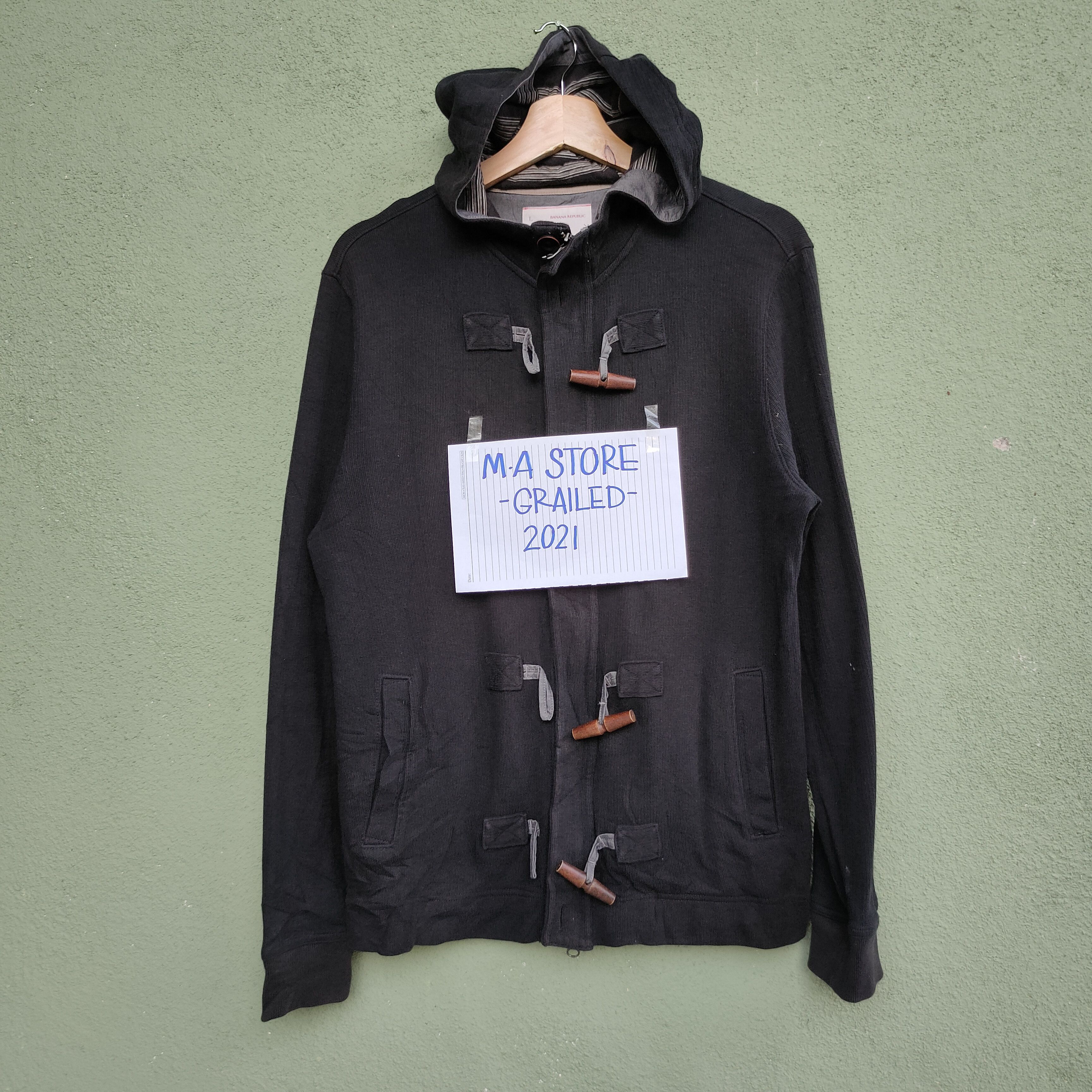 image of Vintage Banana Republic Zipper Ups Hoodie Sweatshirt in Black, Men's (Size Large)