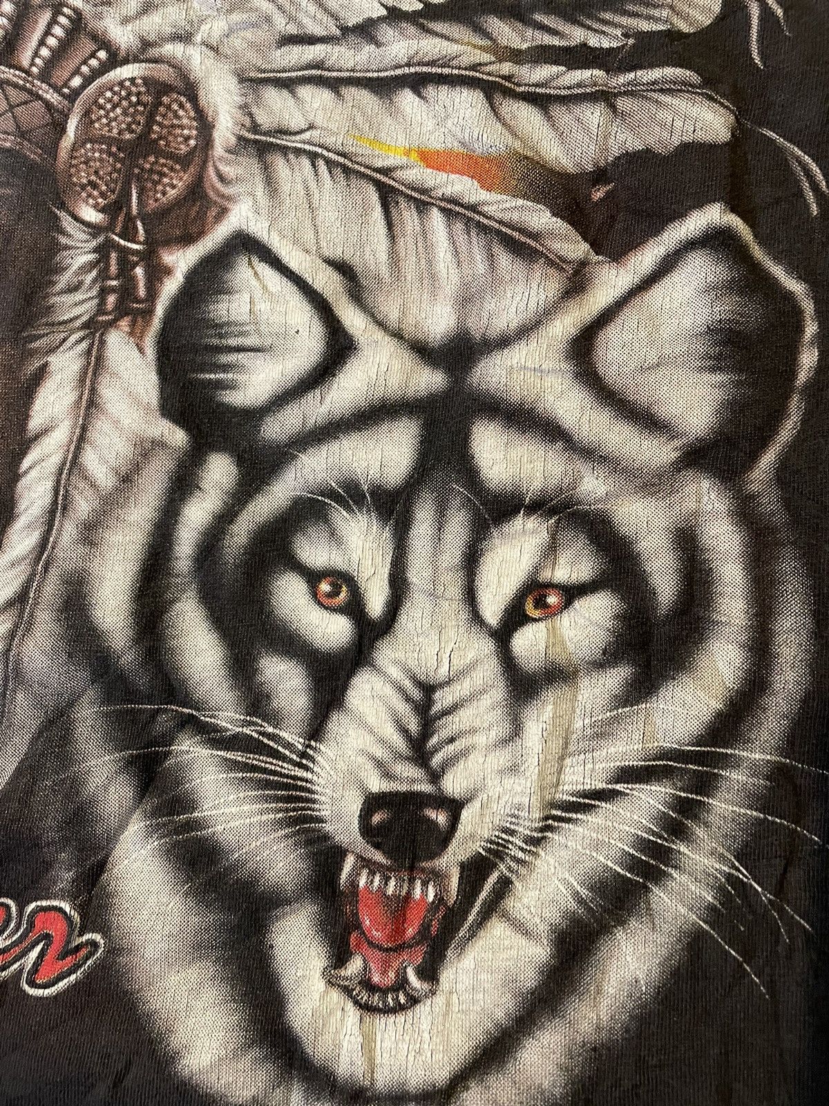 Vintage Y2K Native American Wolf Romanticism T Shirt Black Size US M / EU 48-50 / 2 - 3 Thumbnail
