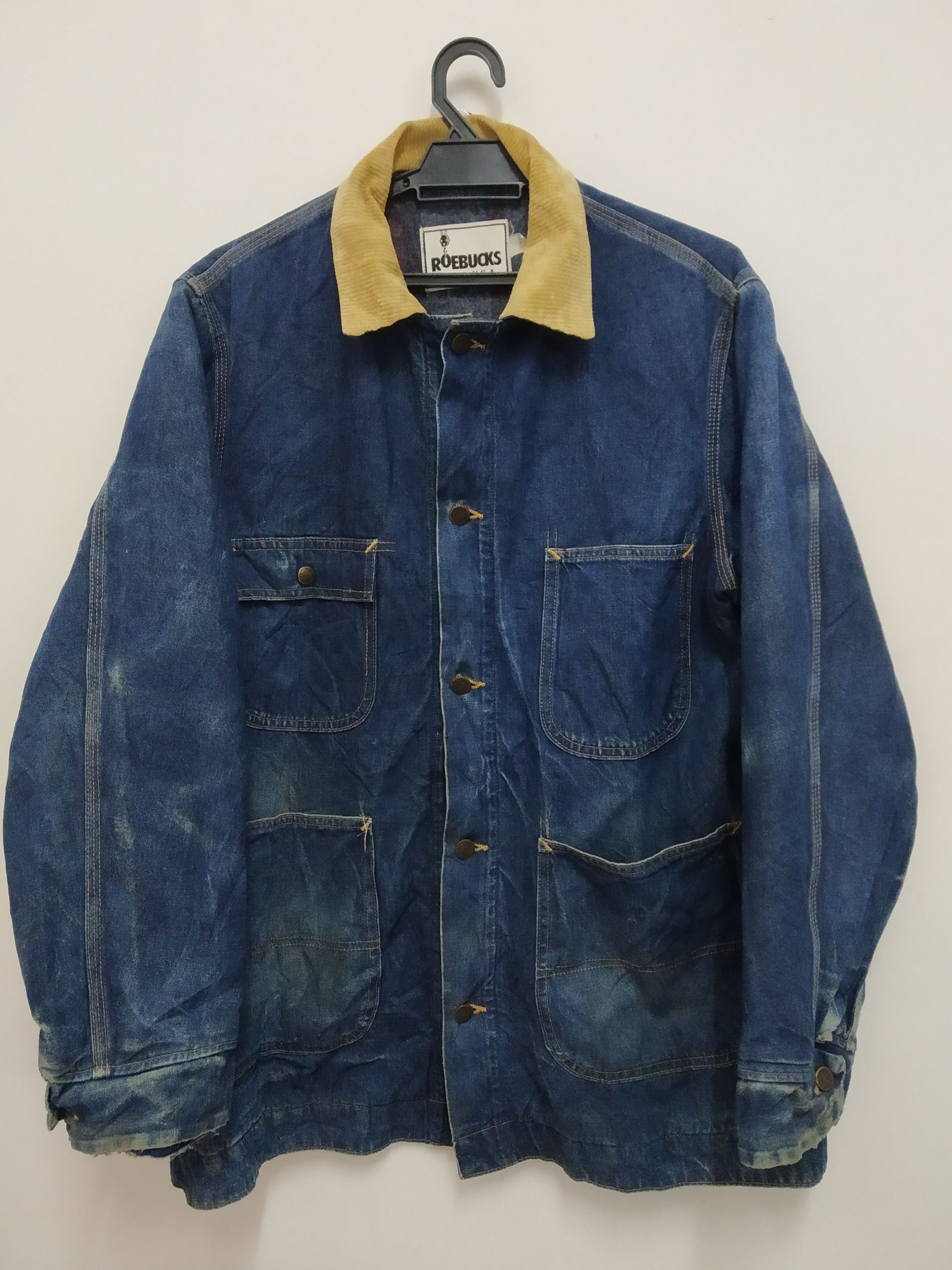 image of Vintage x Workers Worker Jacket Roebuck With Blanket Lining in Blue Denim, Men's (Size Large)