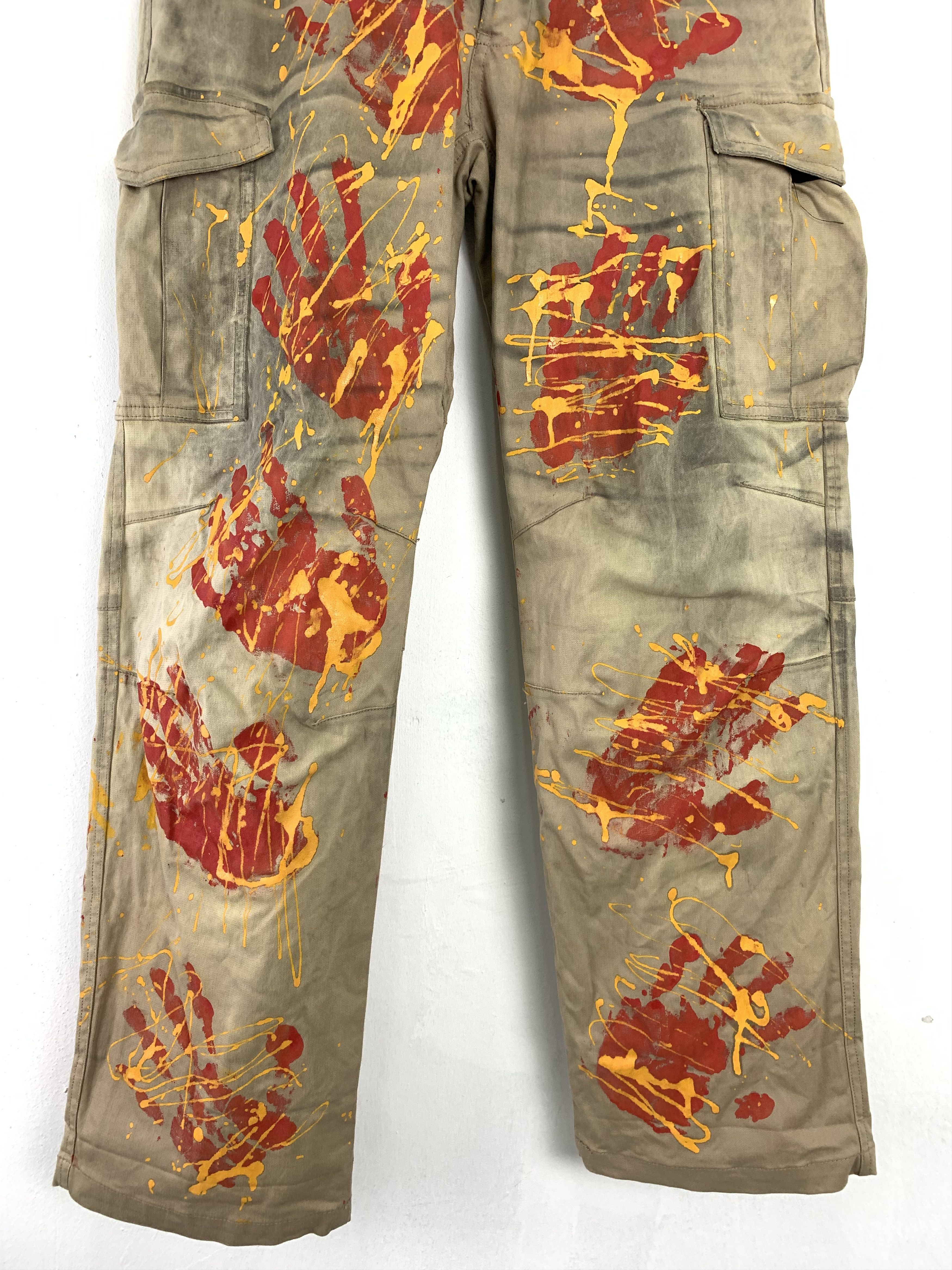 Japanese Brand Cargo Pants Painted Design Hand Vtg Streetwear Size US 30 / EU 46 - 3 Thumbnail