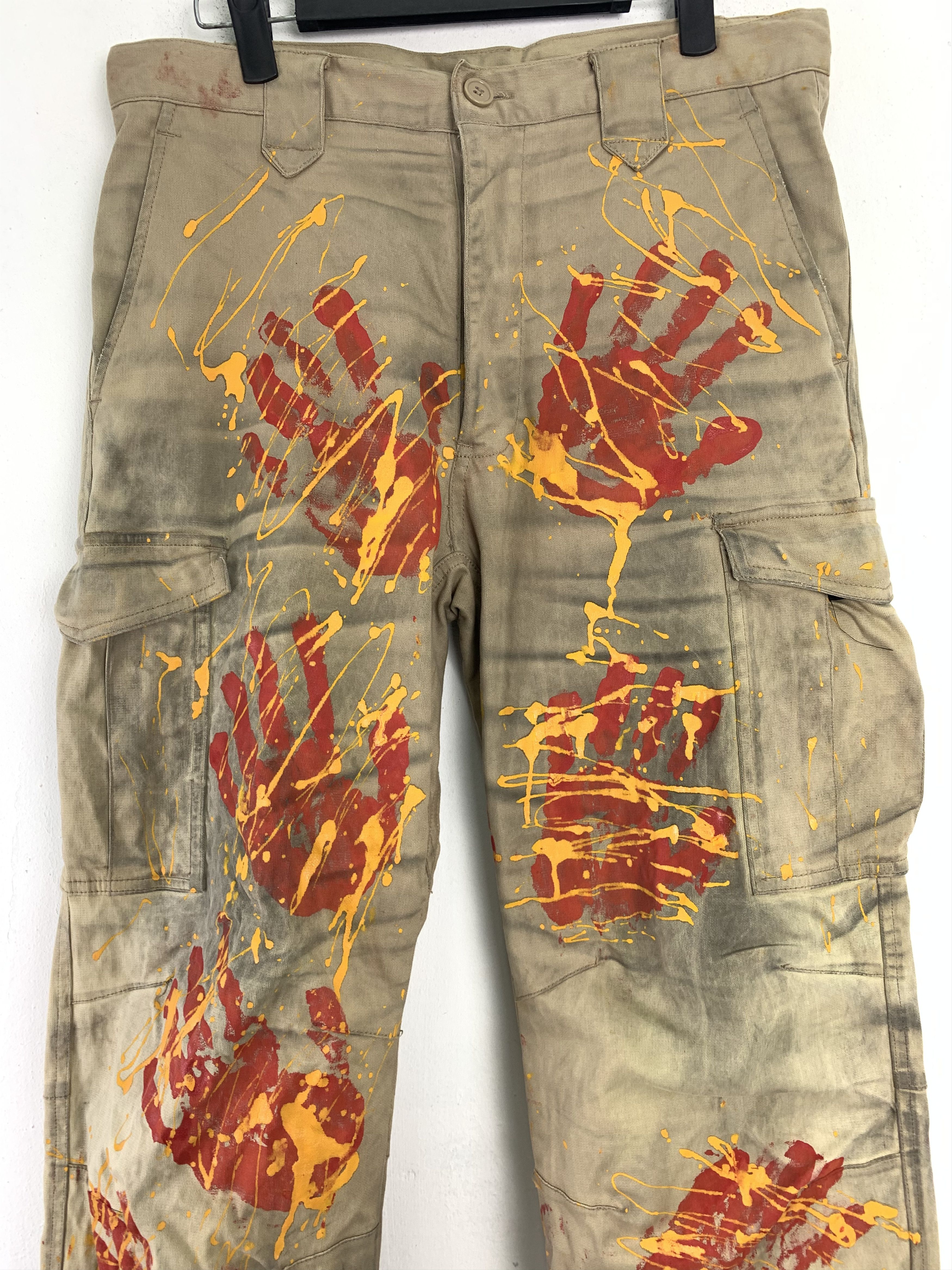 Japanese Brand Cargo Pants Painted Design Hand Vtg Streetwear Size US 30 / EU 46 - 2 Thumbnail