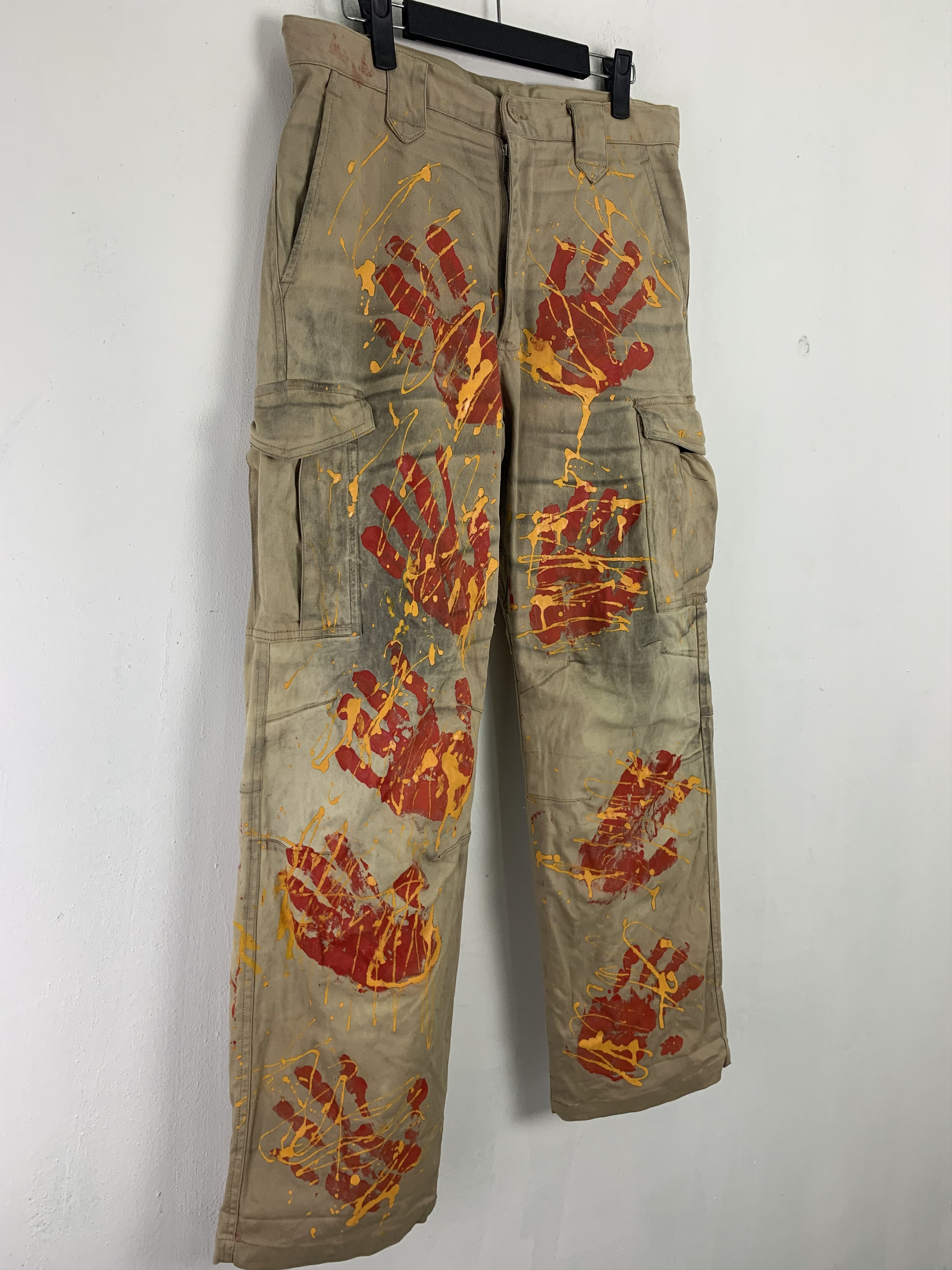 Japanese Brand Cargo Pants Painted Design Hand Vtg Streetwear Size US 30 / EU 46 - 4 Thumbnail
