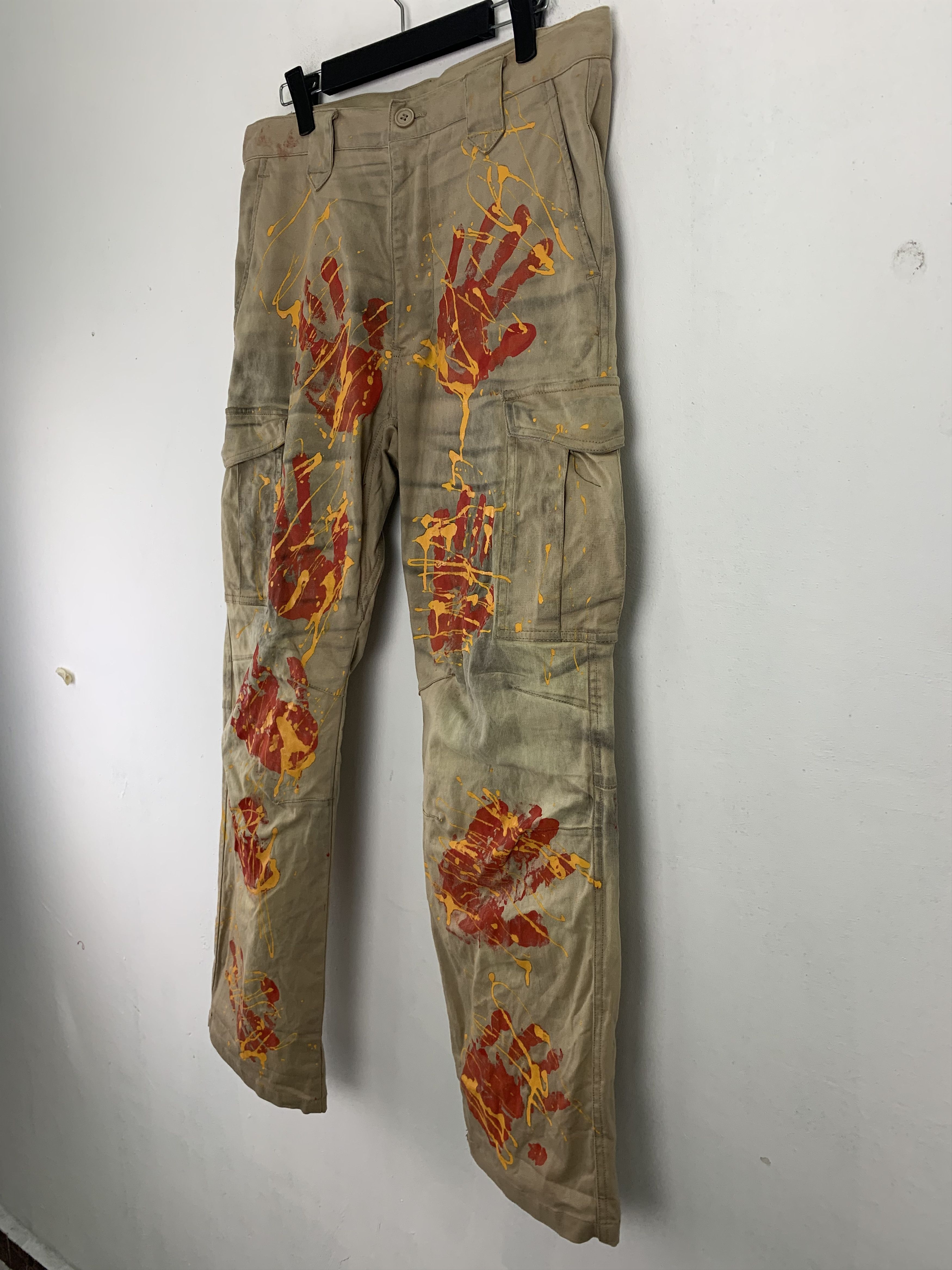 Japanese Brand Cargo Pants Painted Design Hand Vtg Streetwear Size US 30 / EU 46 - 5 Thumbnail