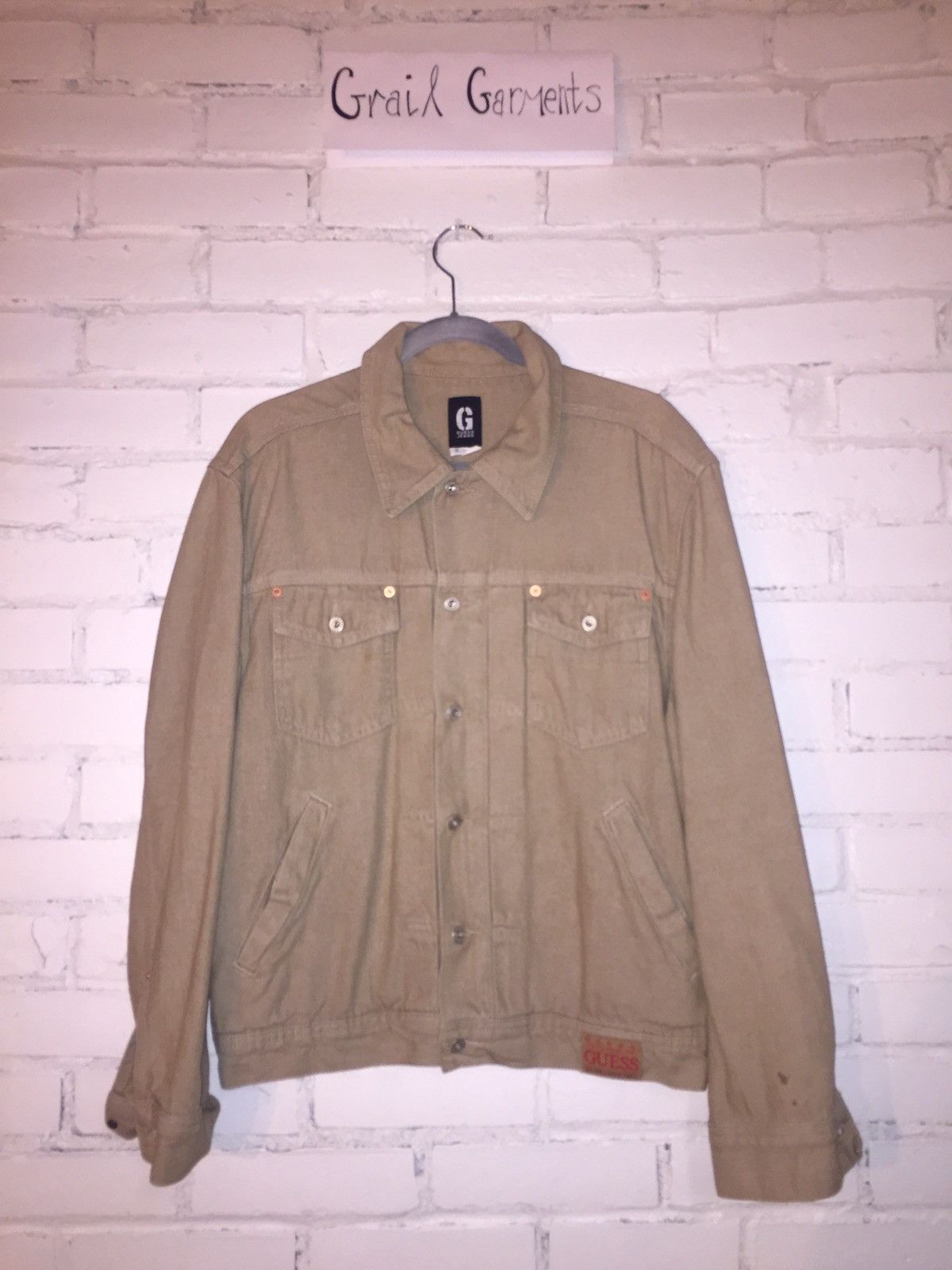 Guess Guess Khaki Denim Jacket Size US S / EU 44-46 / 1 - 1 Thumbnail