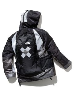 North face jacket with built store in backpack