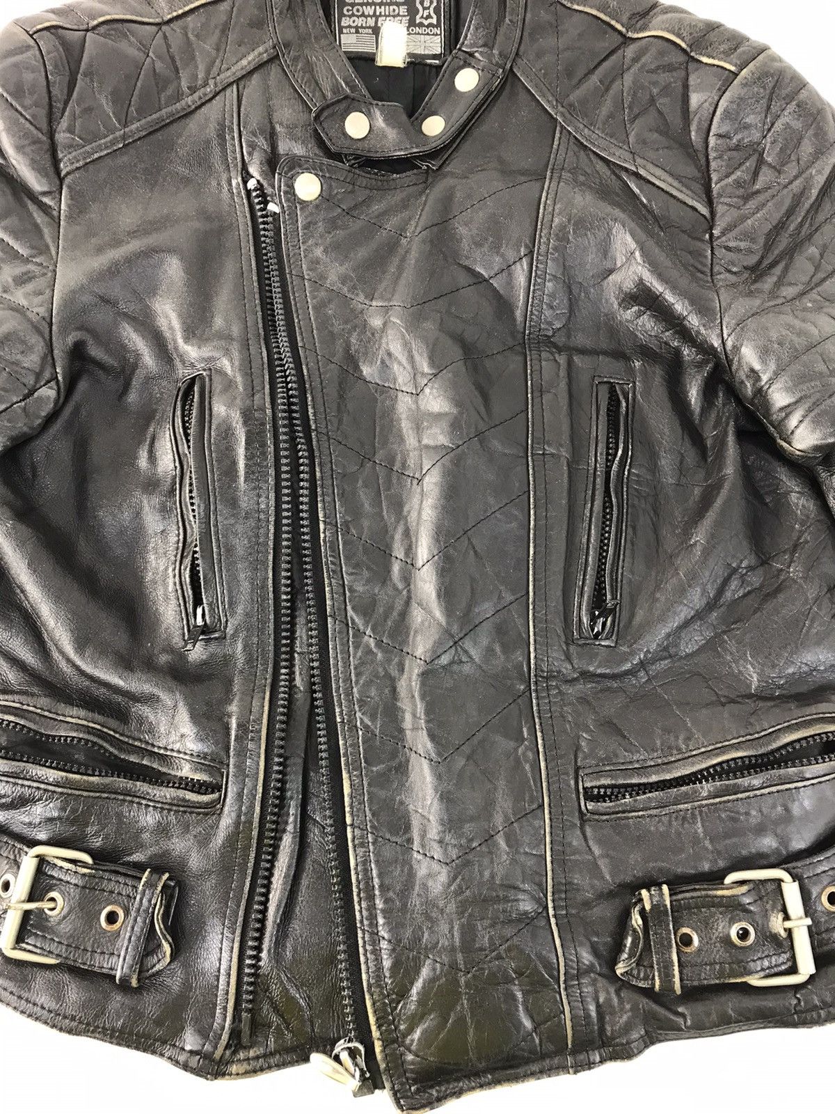 Vintage Born Free New York London Suede Cow Hide Bikers Punk Jacket Size US S / EU 44-46 / 1 - 3 Thumbnail