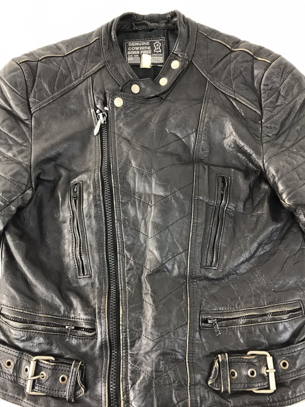 Vintage Born Free New York London Suede Cow Hide Bikers Punk Jacket Size US S / EU 44-46 / 1 - 2 Thumbnail