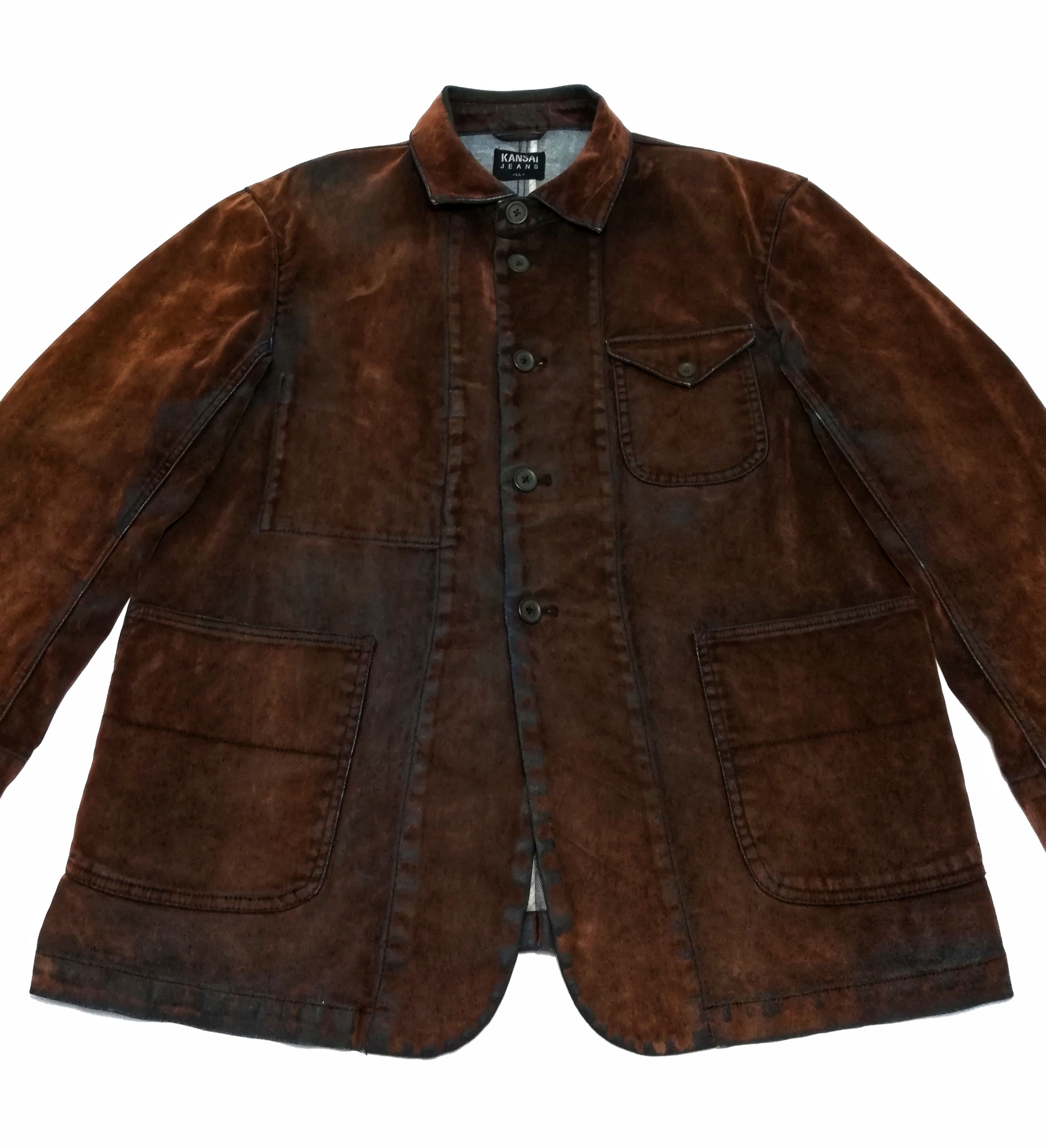 Kansai Yamamoto × Velvet 🔥DOPE!! Kansai Jeans Denim Velvet Worker Dark Brown Jacket Size US L / EU 52-54 / 3 - 4 Thumbnail