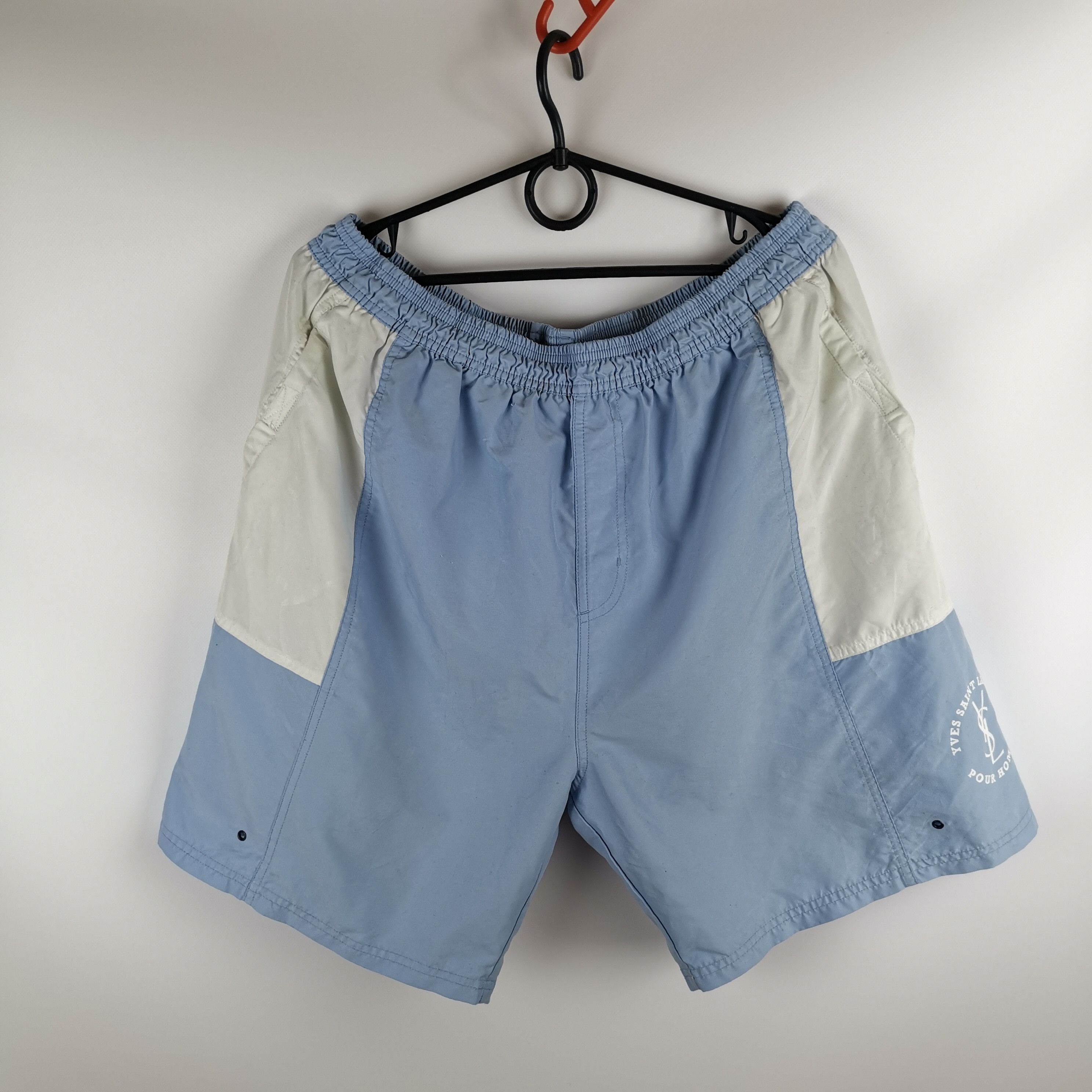 Vintage × Yves Saint Laurent Yves Saint Laurent vintage blue white big logo shorts Size US 36 / EU 52 - 7 Thumbnail