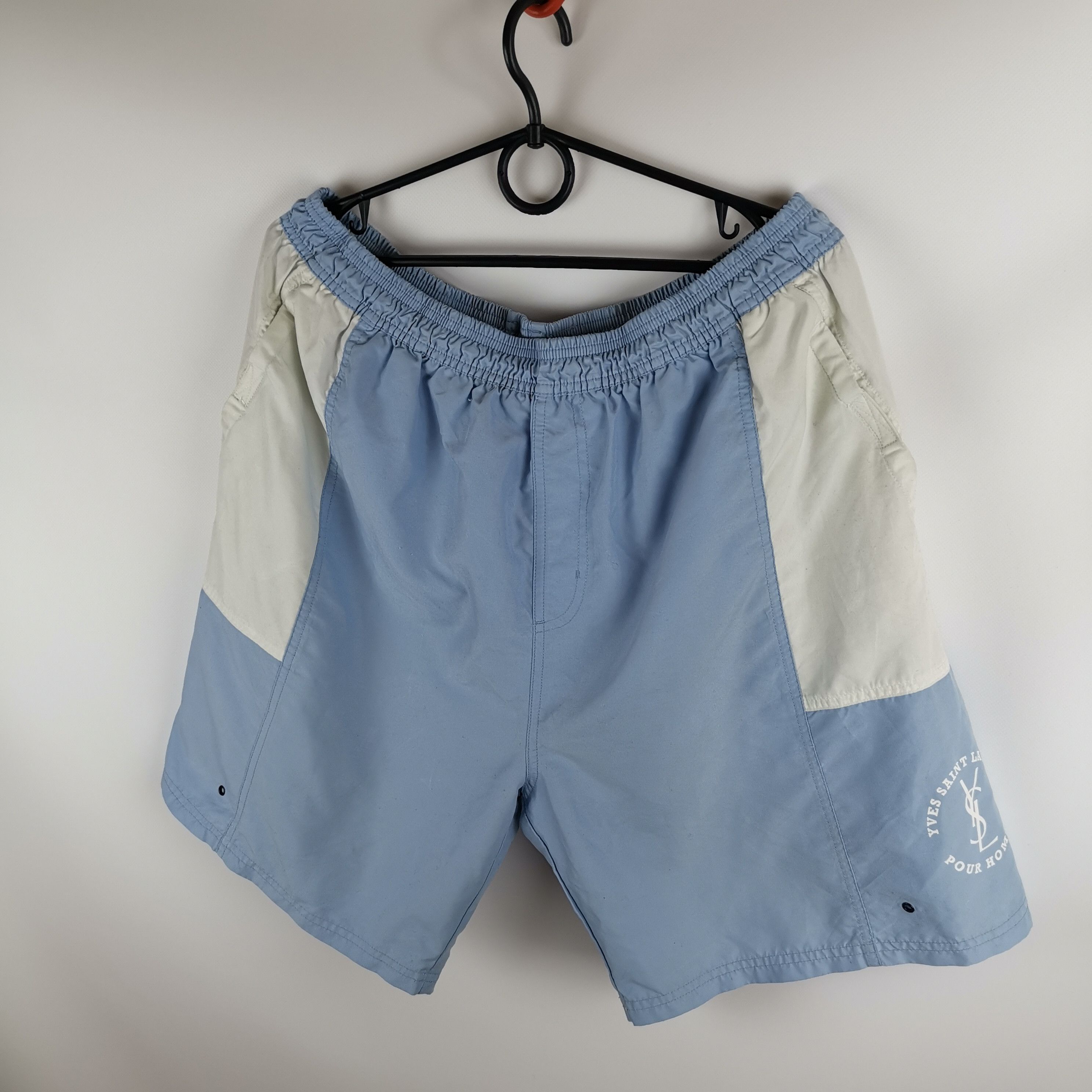 Vintage × Yves Saint Laurent Yves Saint Laurent vintage blue white big logo shorts Size US 36 / EU 52 - 1 Thumbnail