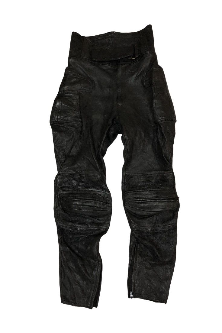 Leather Black Leather Biker Motorcycle Trousers Size US 28 / EU 44 - 1 Thumbnail