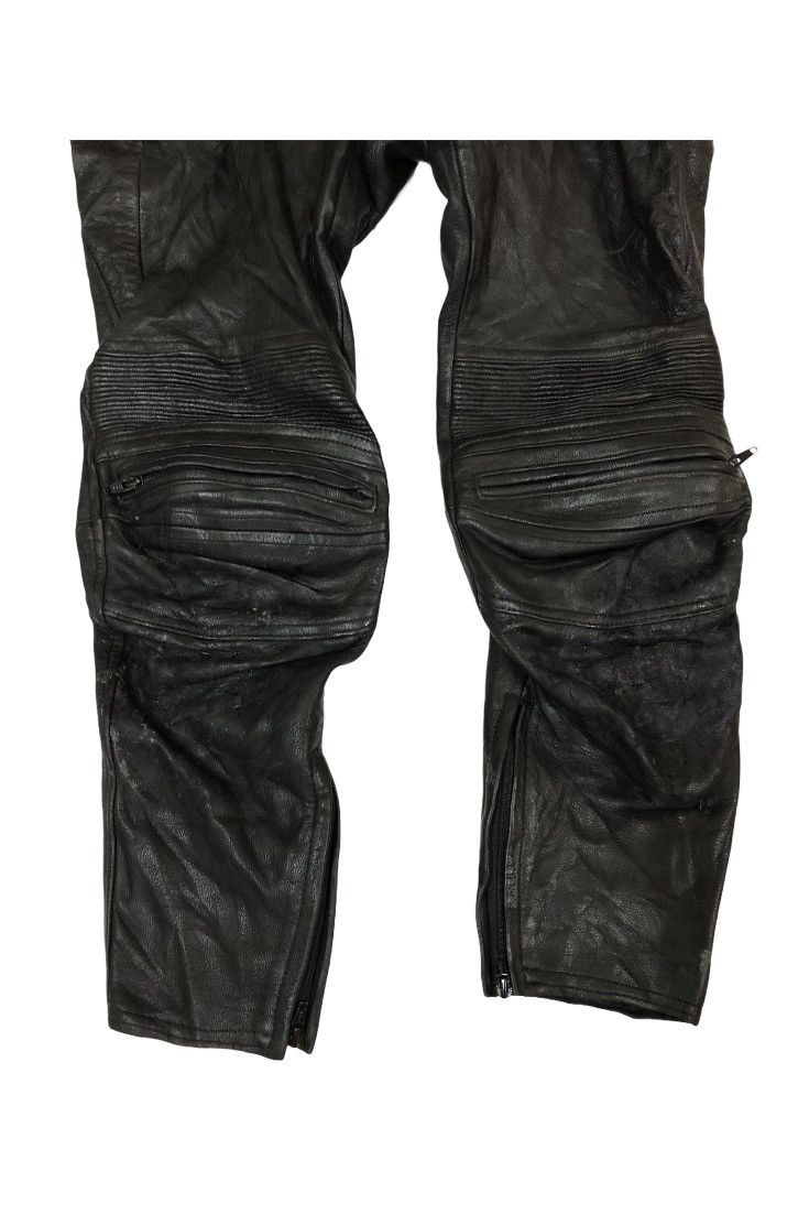 Leather Black Leather Biker Motorcycle Trousers Size US 28 / EU 44 - 4 Thumbnail