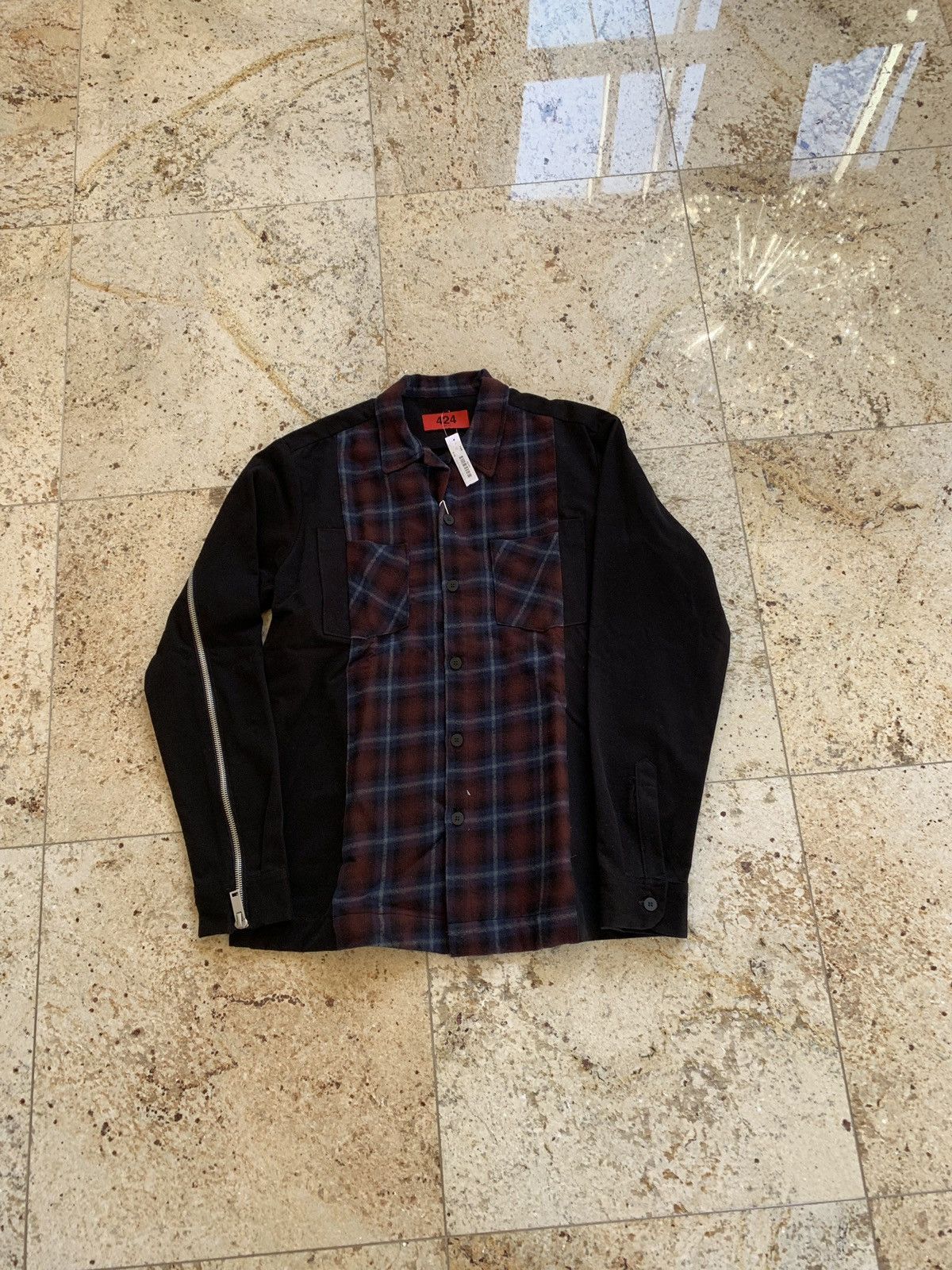 424 Zip Sleeve Flannel Denim Jacket Size US S / EU 44-46 / 1 - 1 Thumbnail