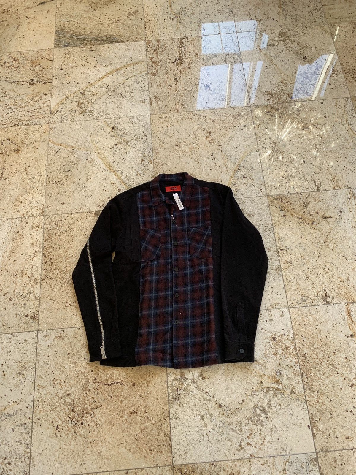424 Zip Sleeve Flannel Denim Jacket Size US S / EU 44-46 / 1 - 2 Thumbnail