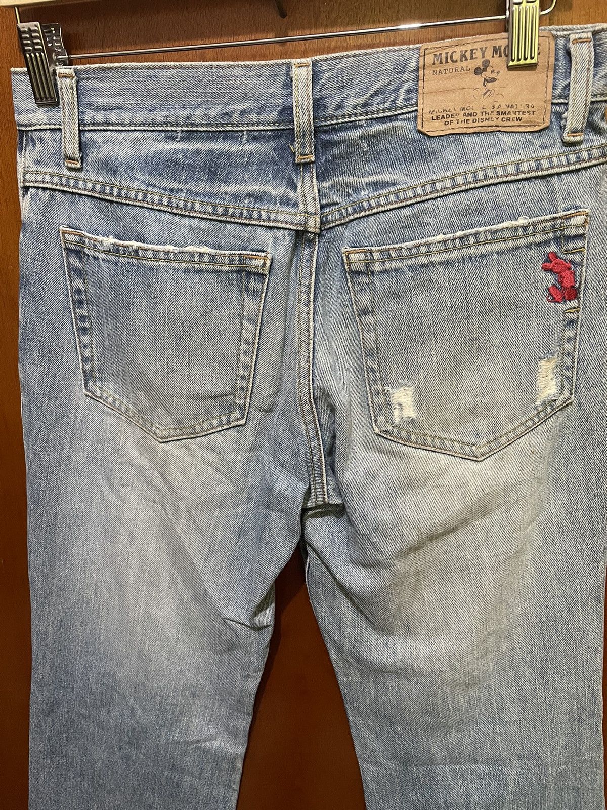 Rare Mickey Mouse Distressed Jeans Patchworks Flaire Cut