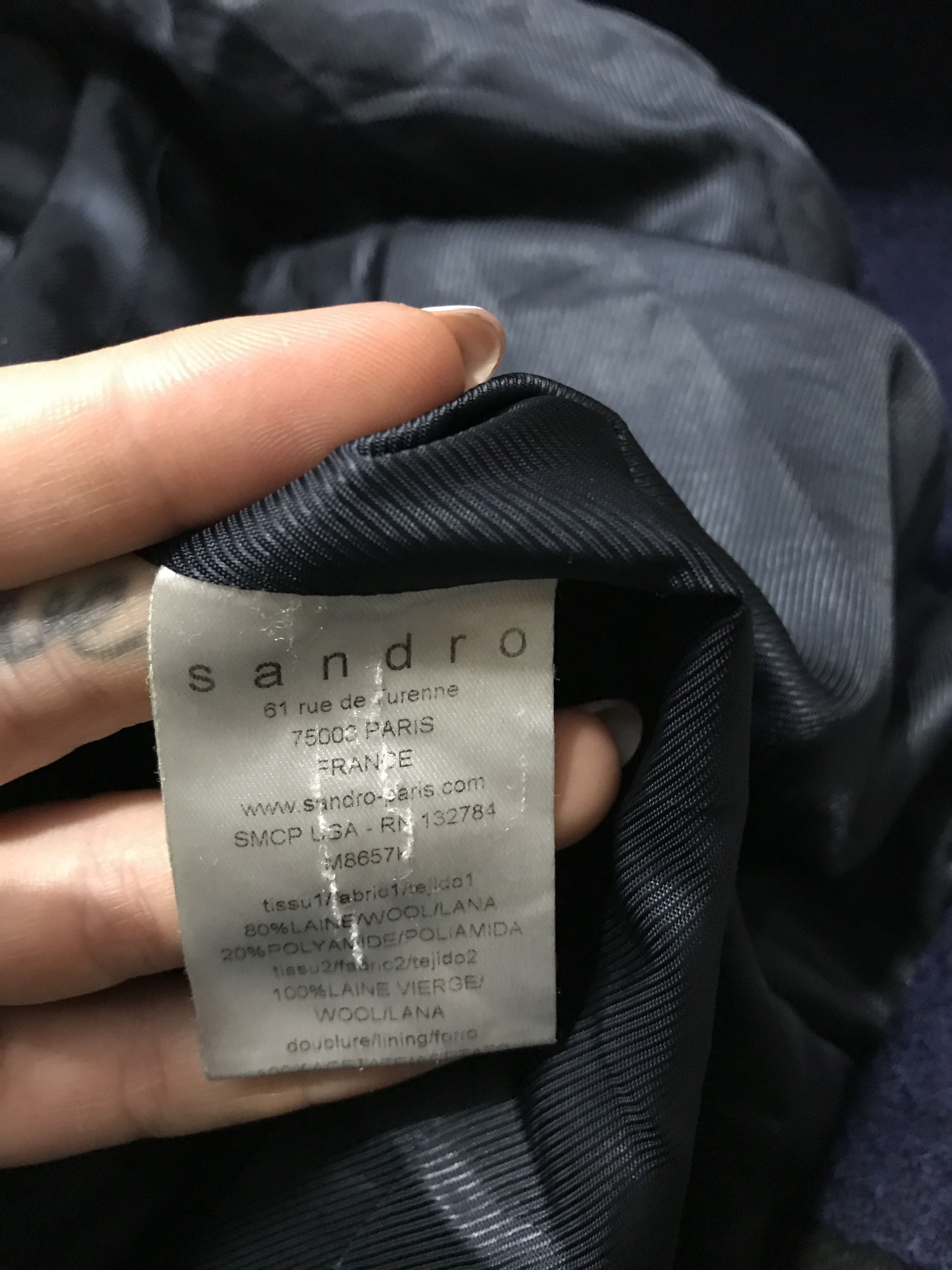 Sandro Sandro Paris Dark Navy Wool Coat Jacket Size M / US 6-8 / IT 42-44 - 5 Thumbnail