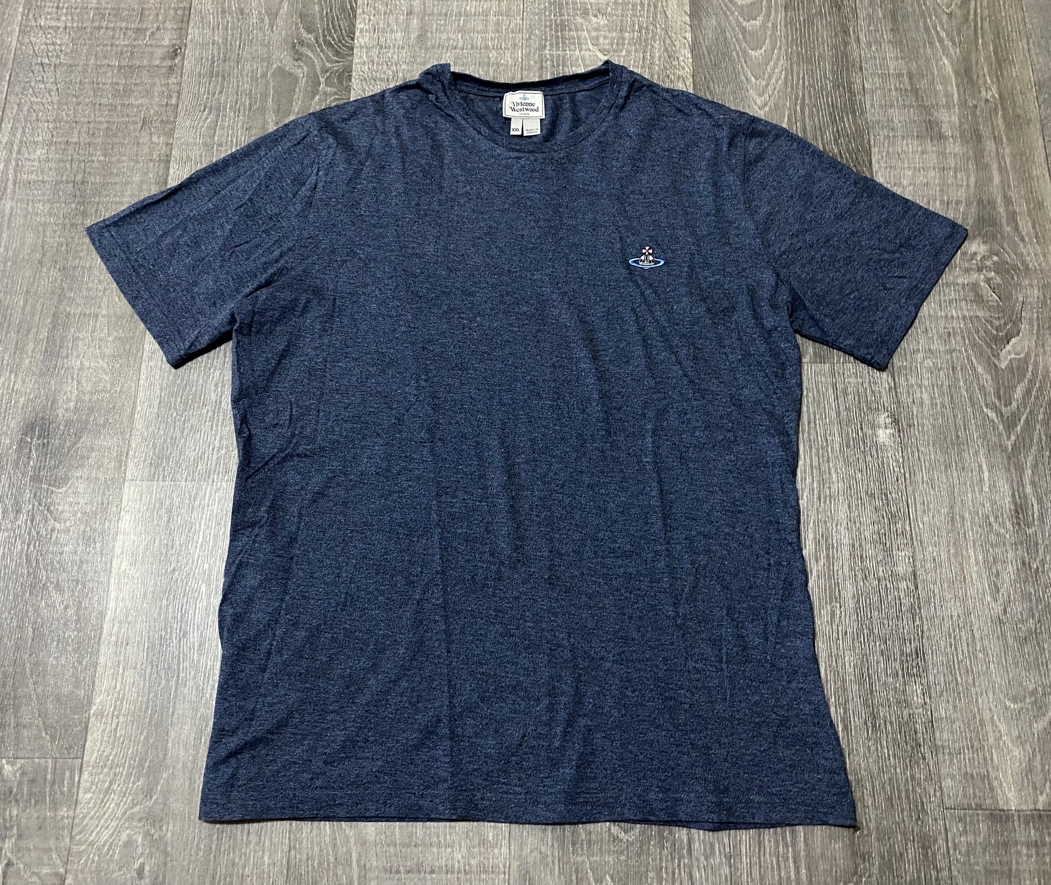 Vivienne Westwood Man Navy Melange Basic T-shirt Small Logo