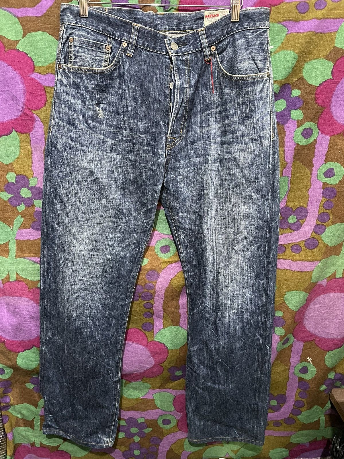 image of Distressed Denim x Vintage Bartack Japanese Denim Selvage Distressed Look in Blue, Men's (Size 36)