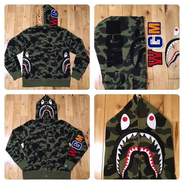 BAPE DETACHABLE shark full zip hoodie red camo A Bathing Ape Size