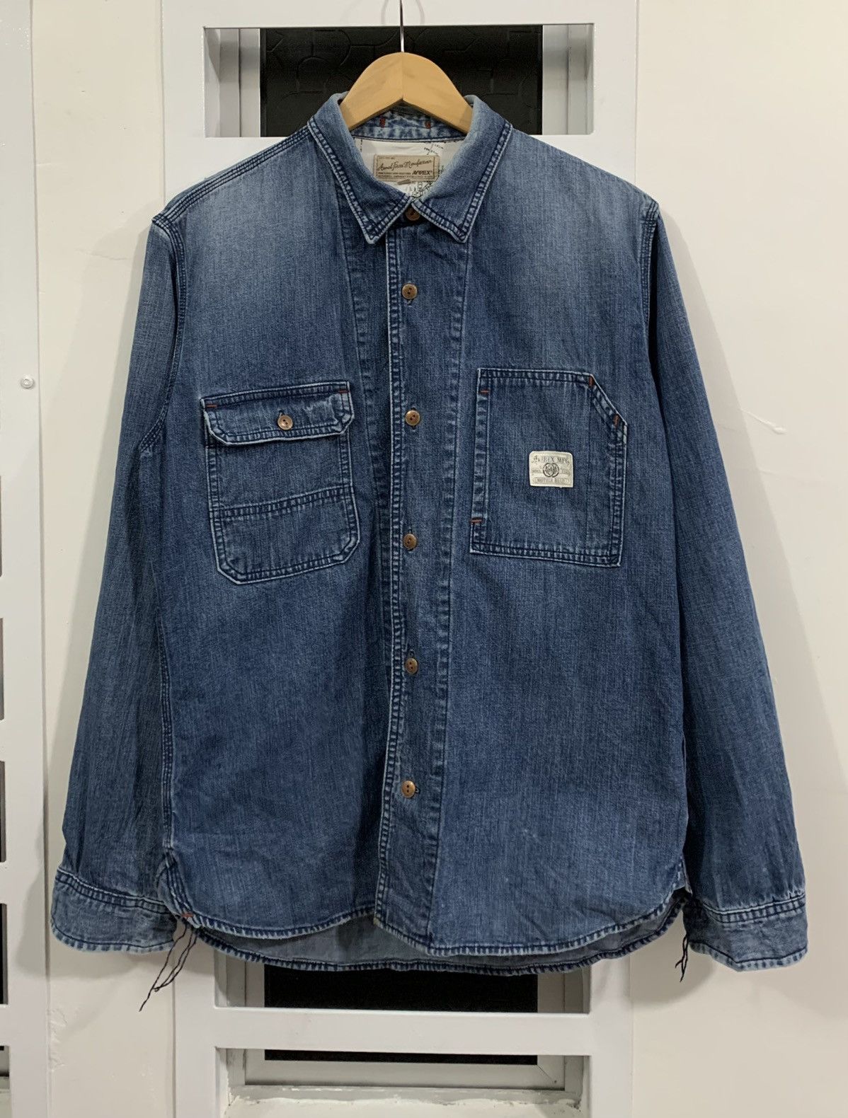 image of Avirex Workwear Denim Shirt State Fair Oklahoma Avirex Farm in Faded Denim, Men's (Size Medium)
