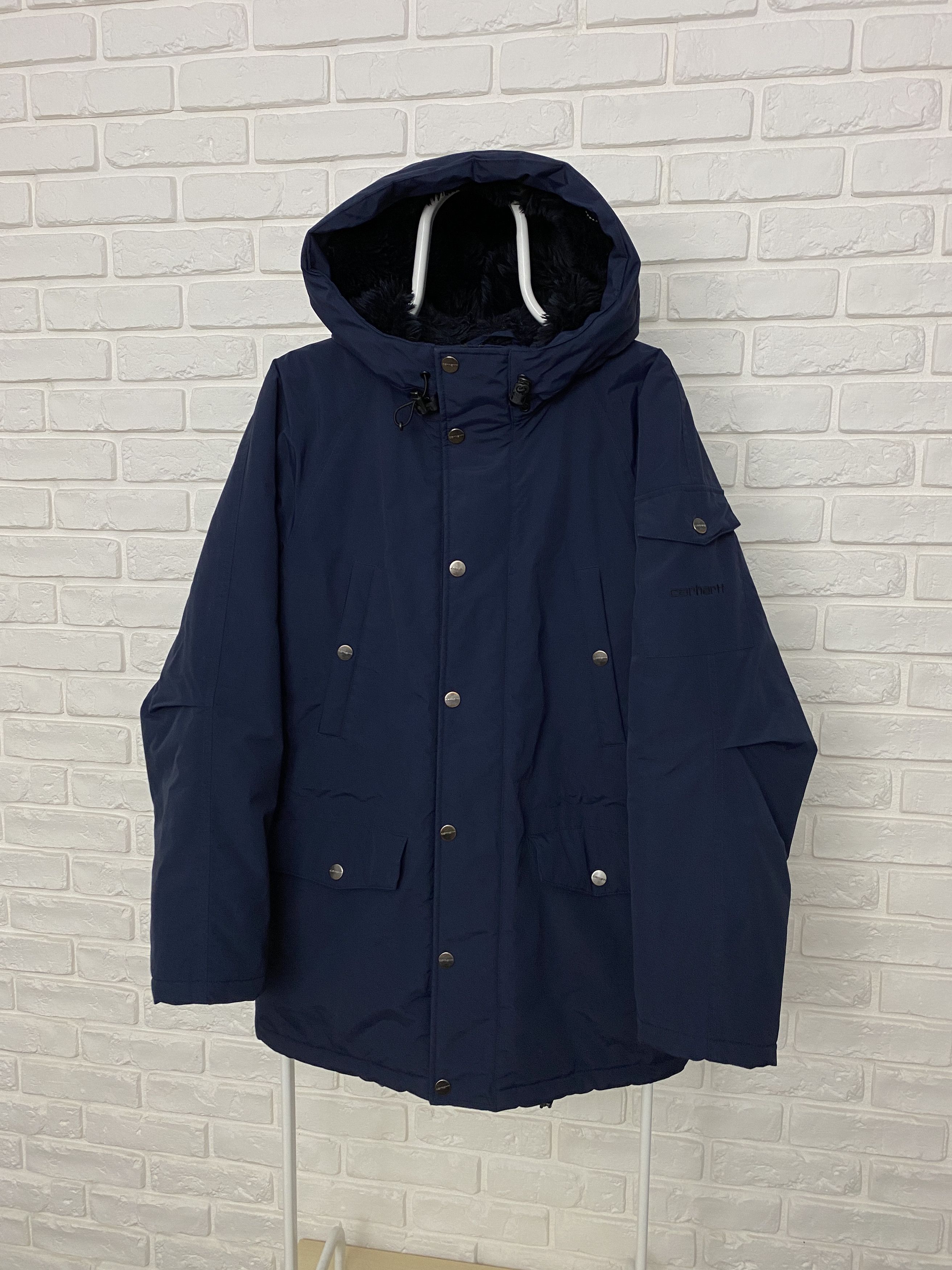 image of Carhartt Anchorage Parka Jacket Winter Size S Navy Blue, Men's