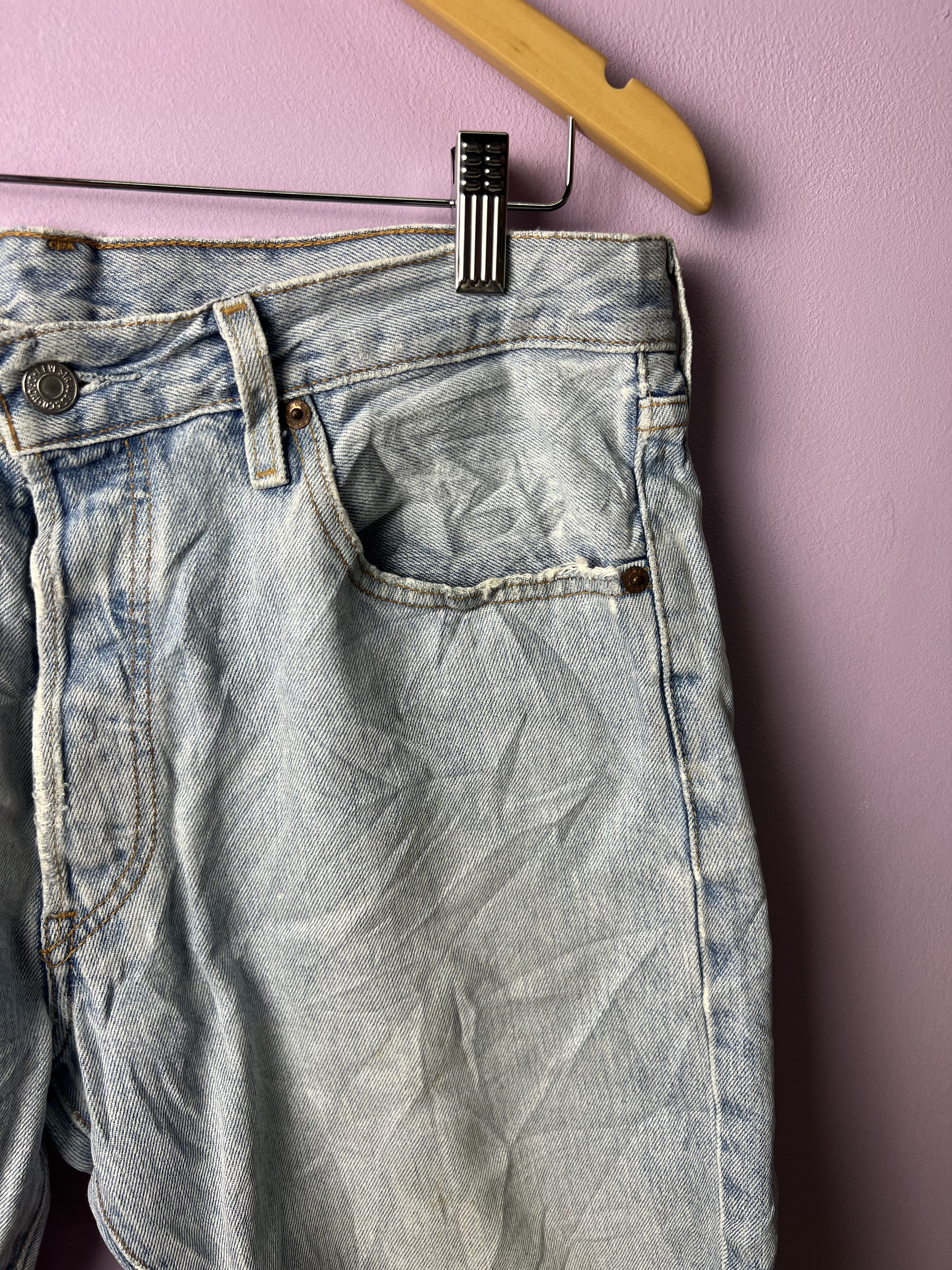 Levi's 🔥Distressed Vintage Levi’s 501 Cropped Denim Size US 34 / EU 50 - 4 Thumbnail