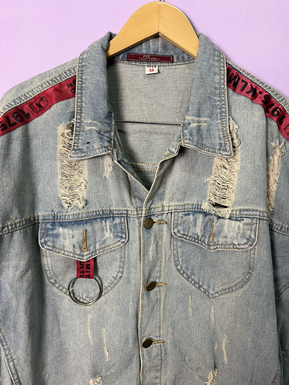 If Six Was Nine 🔥Limited Edition Side Stripe Distressed Denim Jacket Size US L / EU 52-54 / 3 - 7 Thumbnail