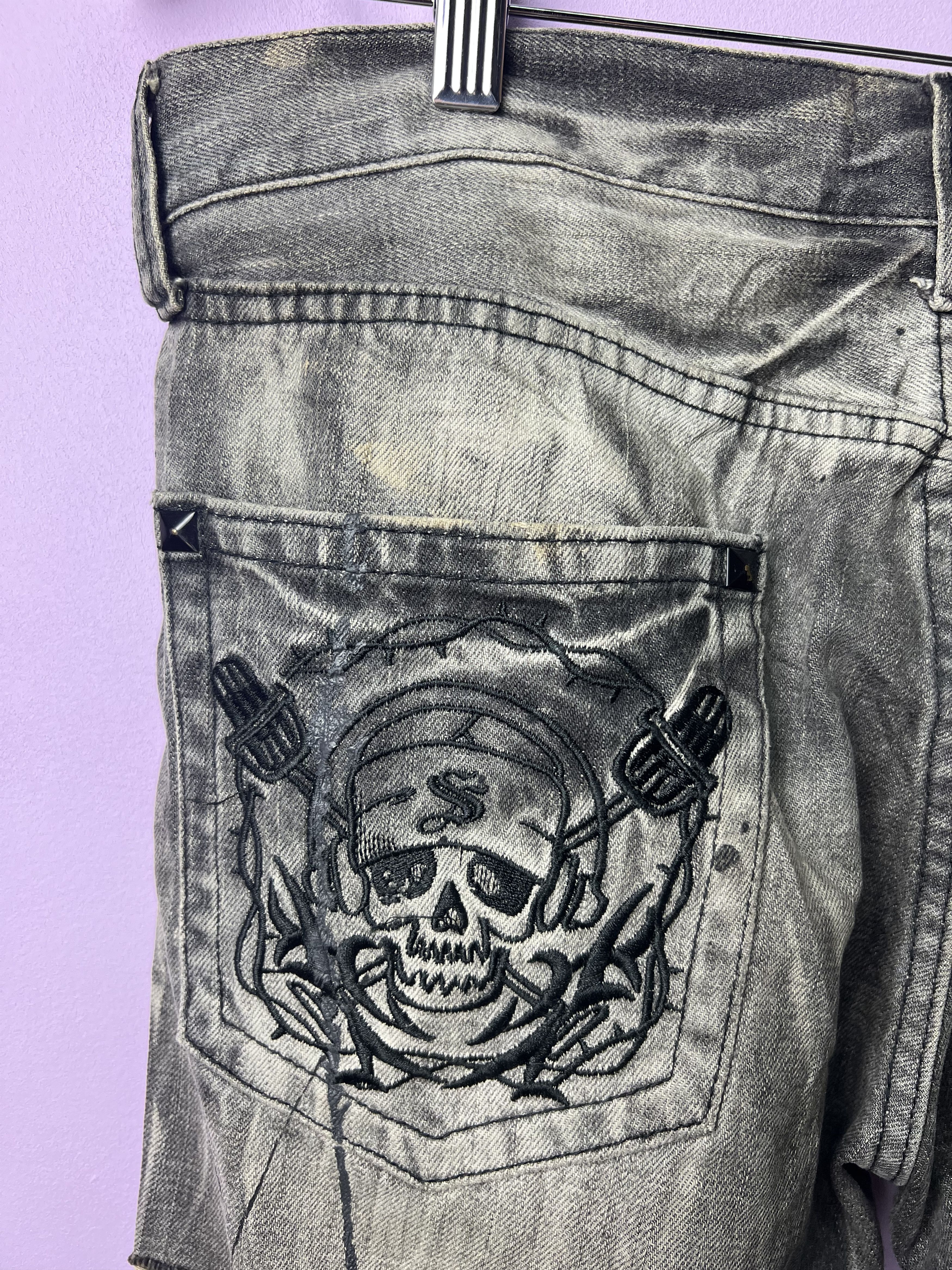 If Six Was Nine 🔥Rare Sorridere Paint Splatter Distressed Denim Size US 33 - 12 Thumbnail