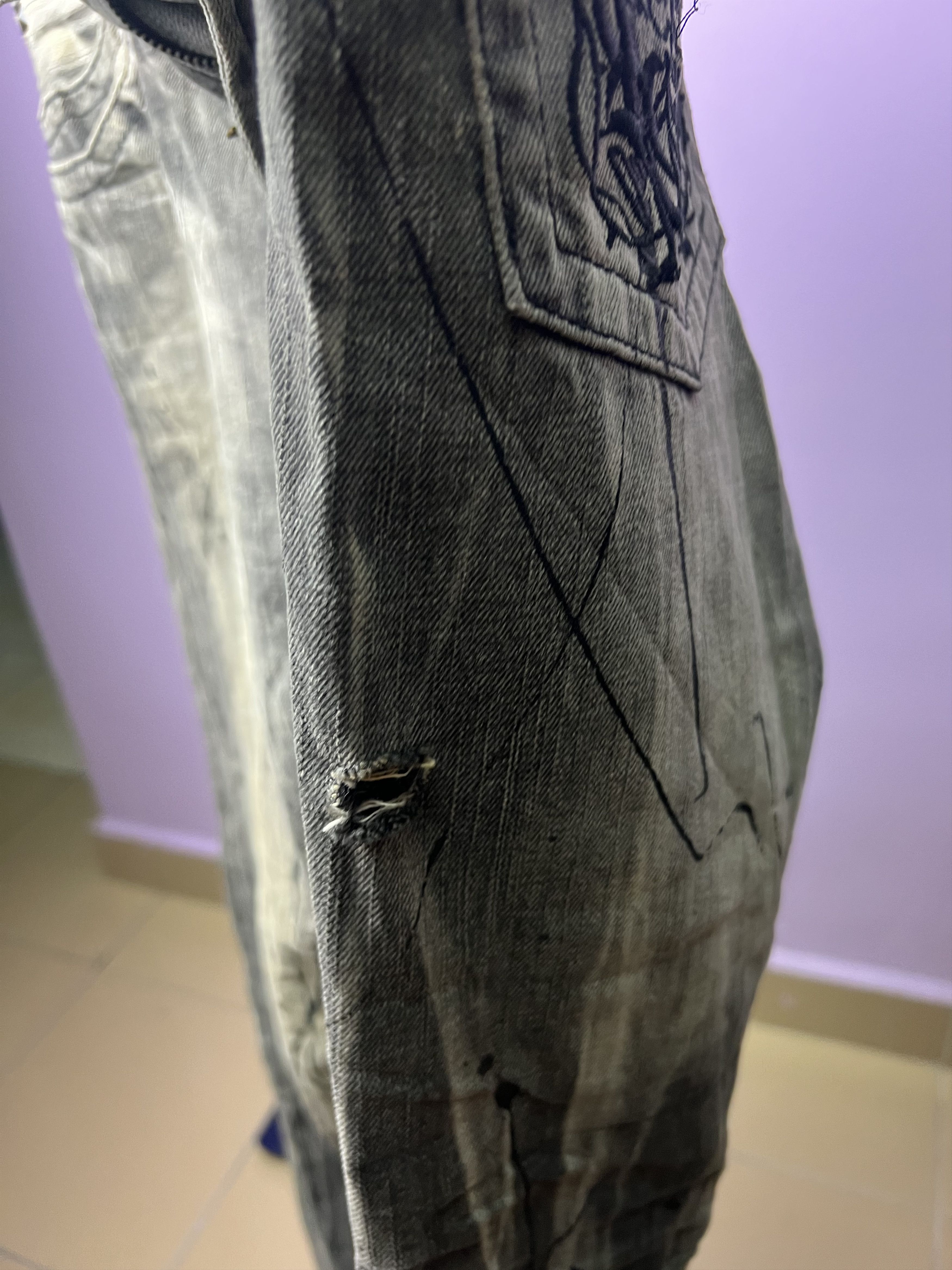 If Six Was Nine 🔥Rare Sorridere Paint Splatter Distressed Denim Size US 33 - 16 Thumbnail