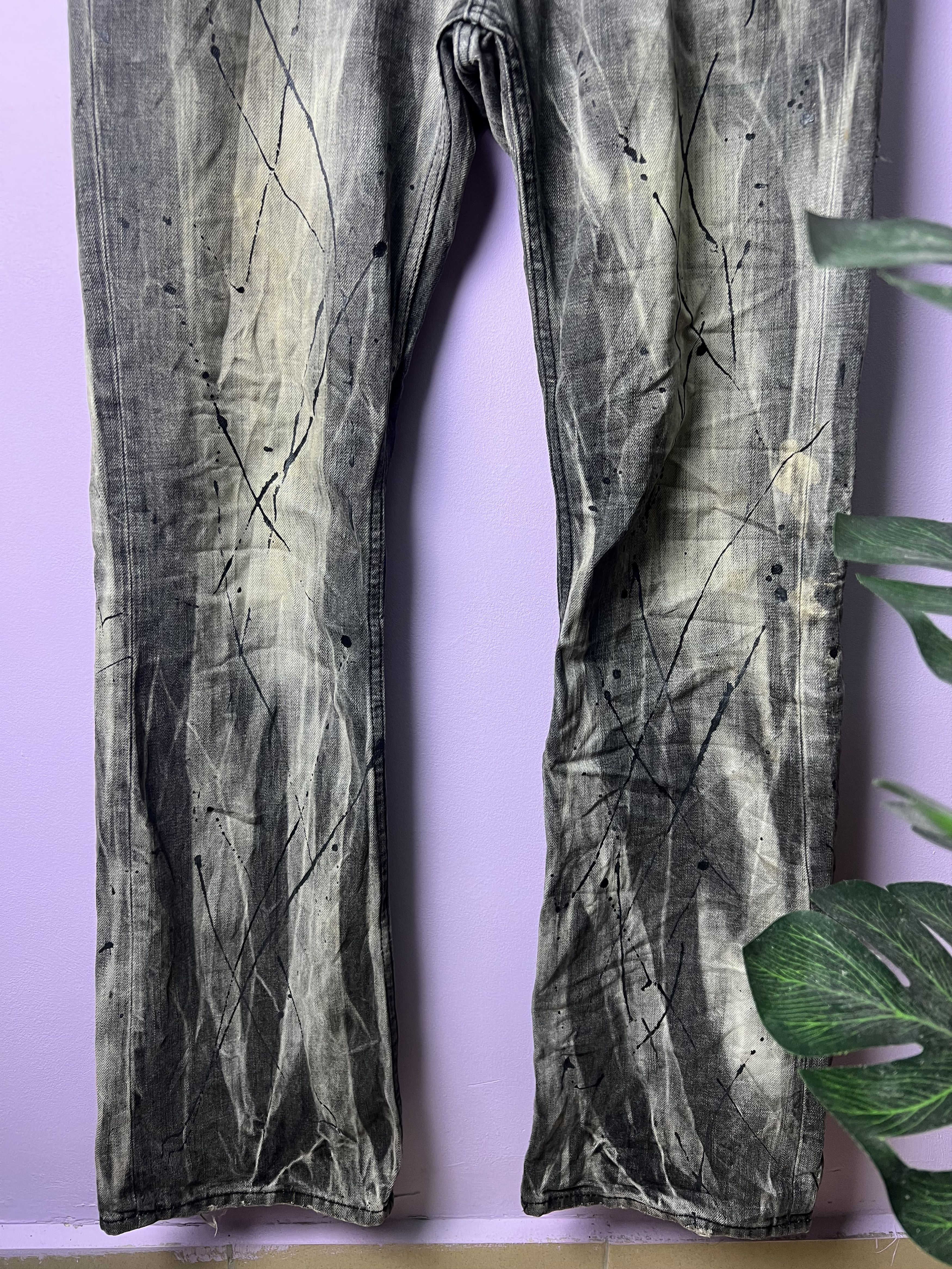 If Six Was Nine 🔥Rare Sorridere Paint Splatter Distressed Denim Size US 33 - 5 Thumbnail