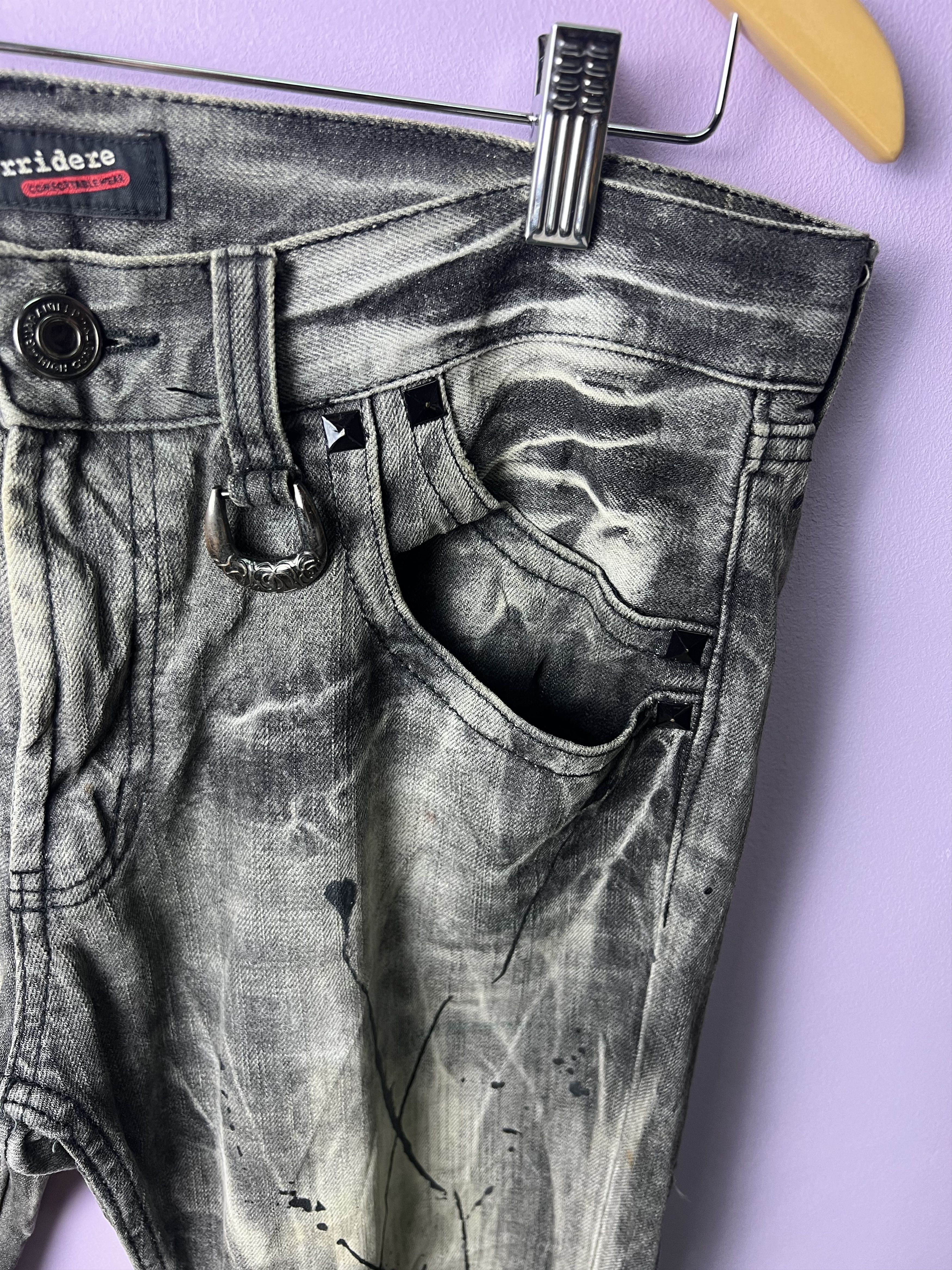 If Six Was Nine 🔥Rare Sorridere Paint Splatter Distressed Denim Size US 33 - 6 Thumbnail