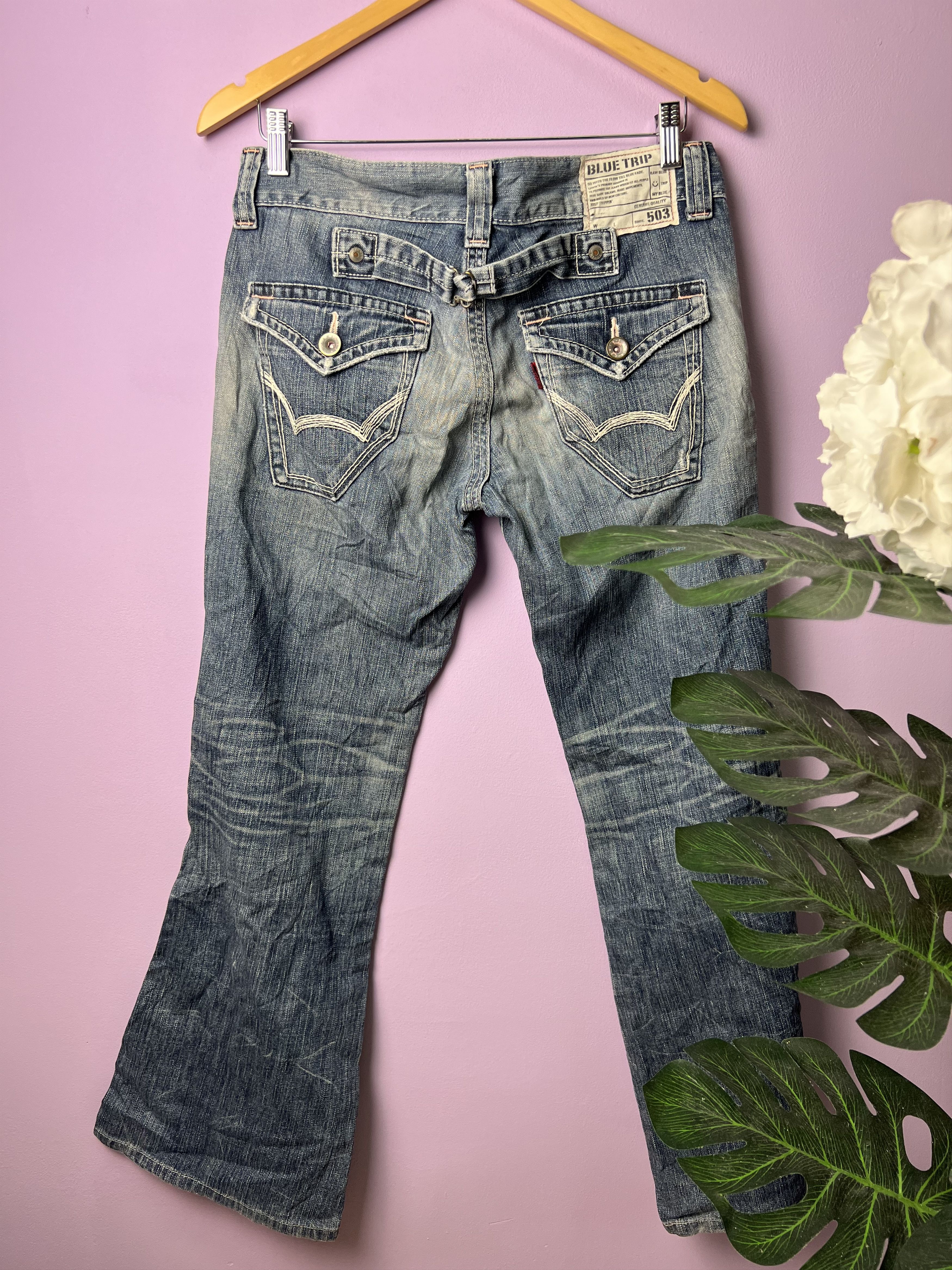 Edwin 🔥Vintage Edwin 503 Blue Trip Distressed Denim Size US 32 / EU 48 - 3 Thumbnail