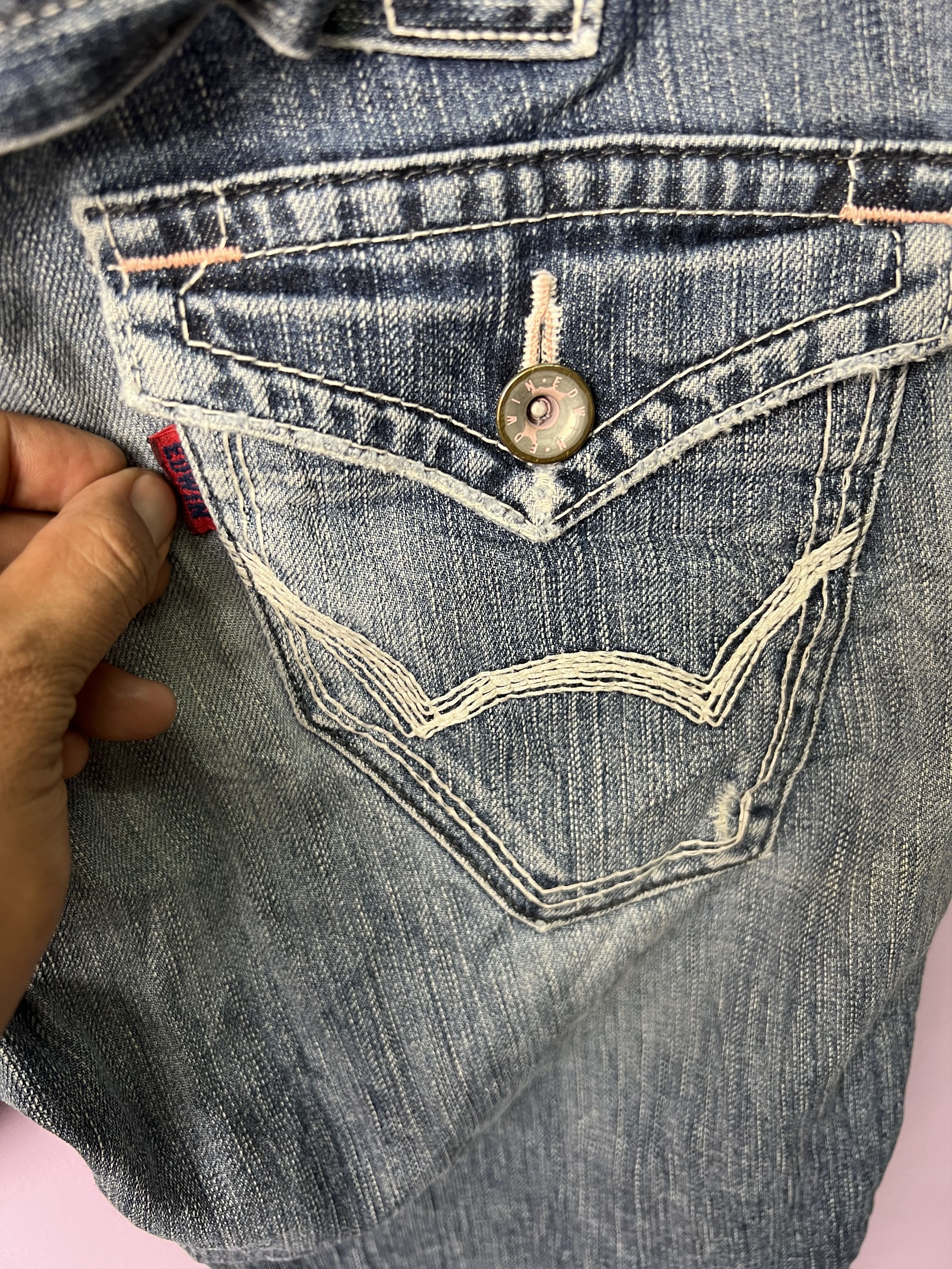 Edwin 🔥Vintage Edwin 503 Blue Trip Distressed Denim Size US 32 / EU 48 - 14 Thumbnail