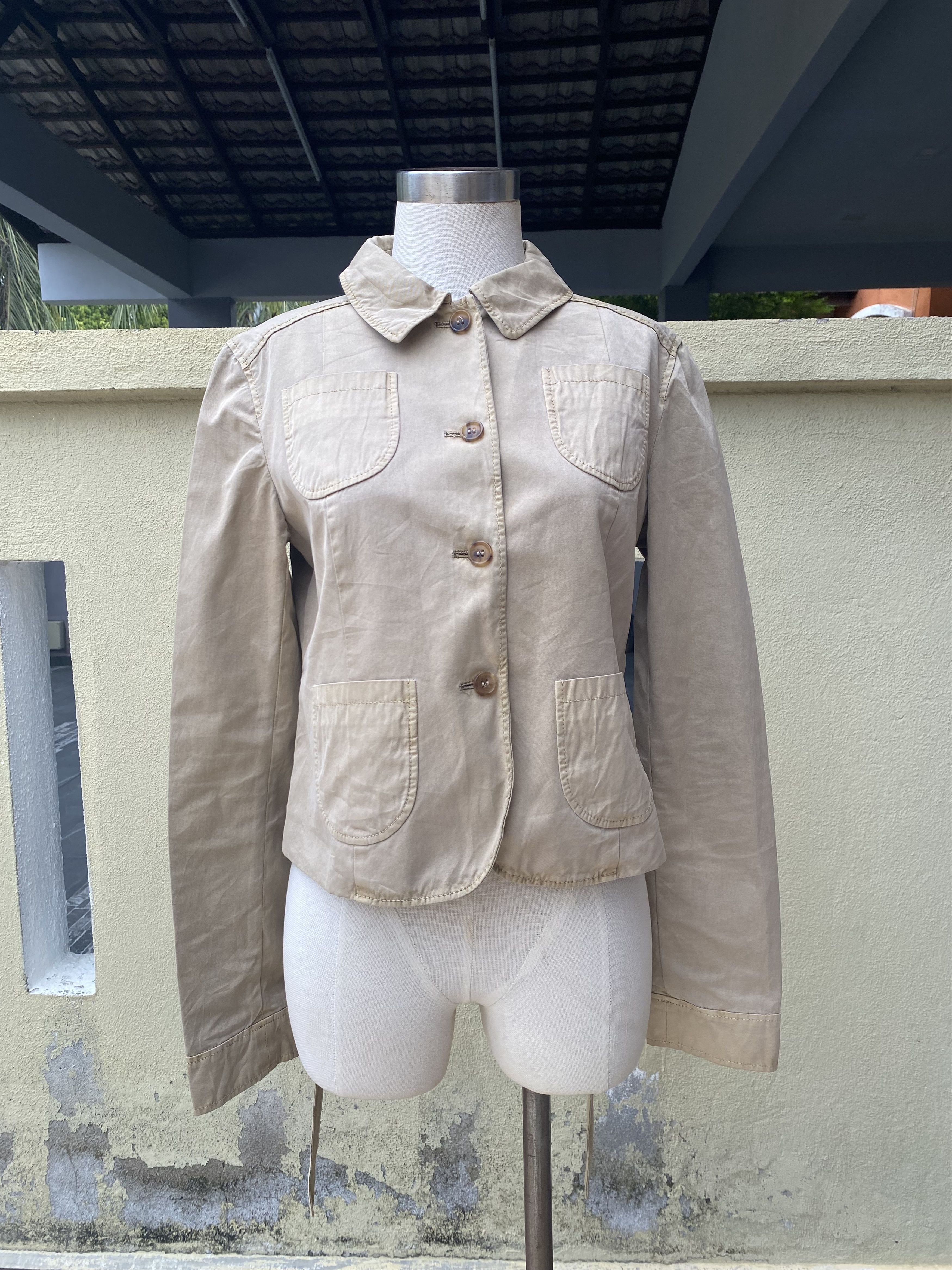 image of Vintage Miu Miu Cotton Jacket in Brown, Women's (Size Medium)