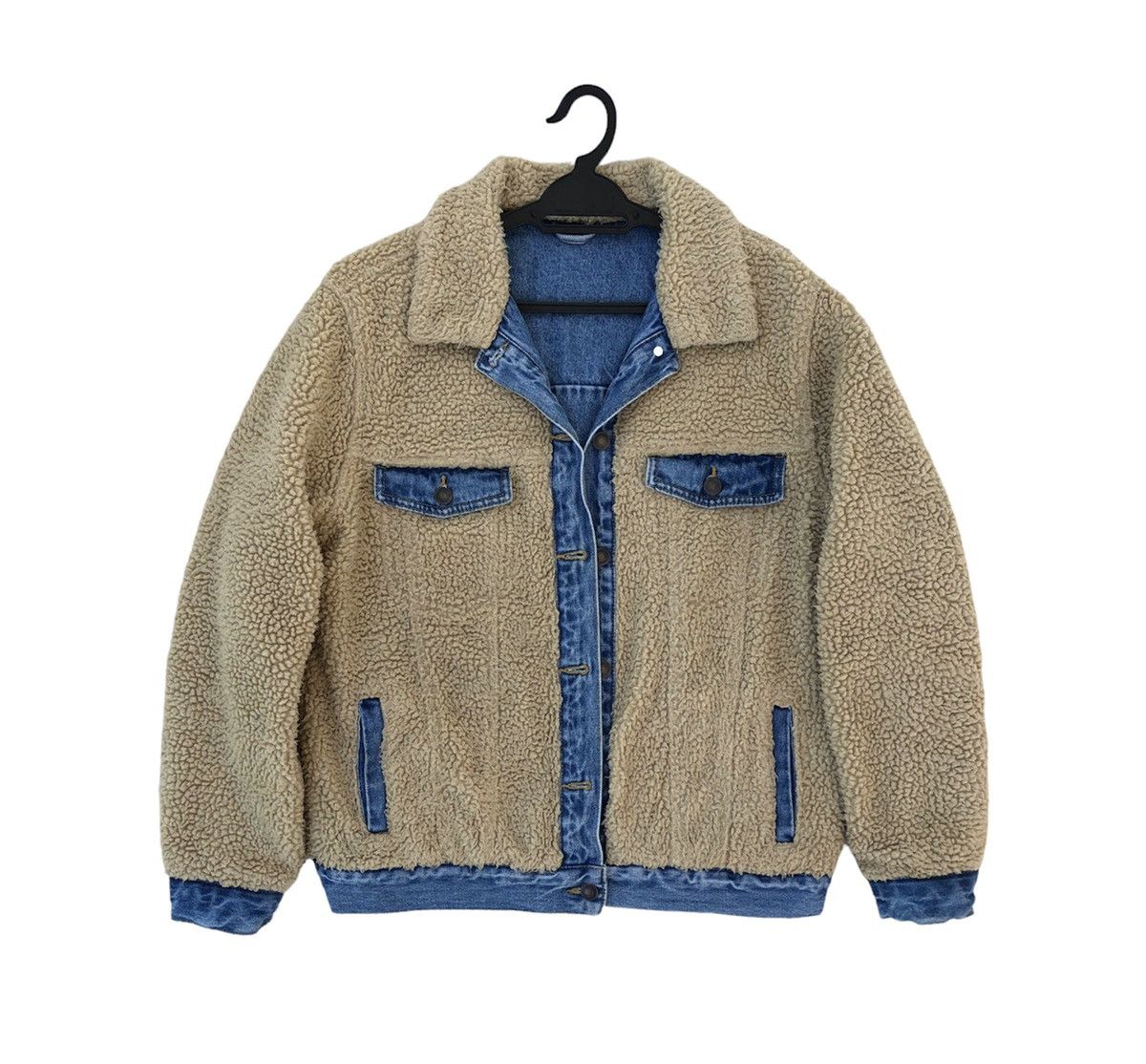 image of Denim Jacket x Forever 21 Denim Sherpa Jeans Jacket in Brown Denim, Men's (Size Medium)