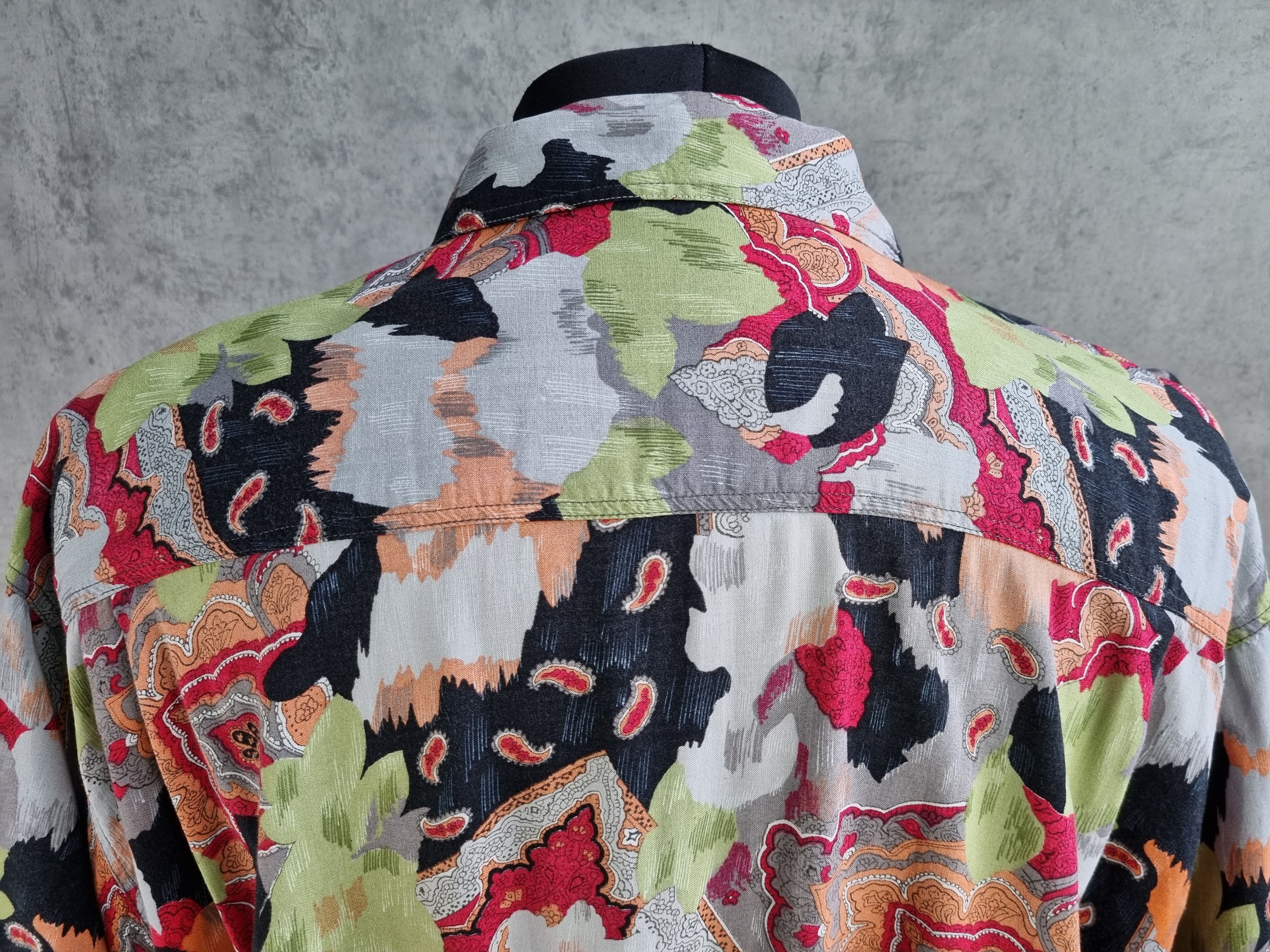 Designer 80s Abstract Viscose Summer Shirt DRIES VAN NOTEN style Size US XL / EU 56 / 4 - 8 Thumbnail