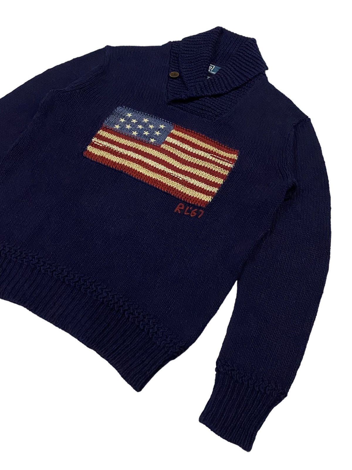 Polo Ralph Lauren × Ralph Lauren × Vintage Vintage Polo Ralph Lauren American Flag Crewneck Sweater Size US M / EU 48-50 / 2 - 16 Thumbnail