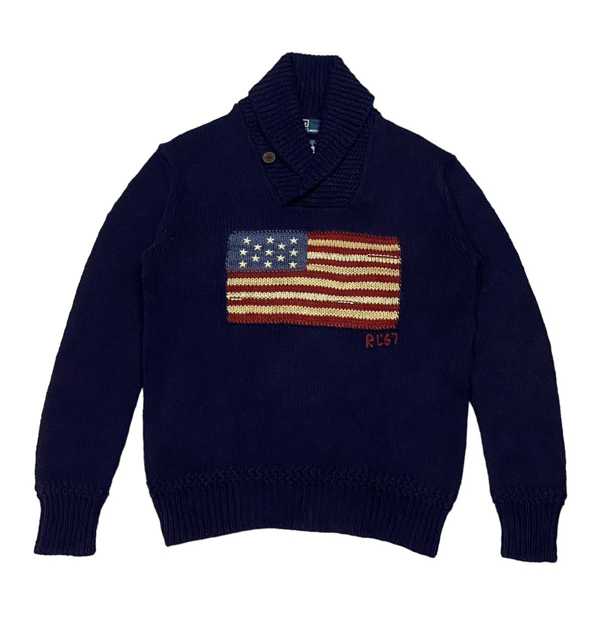 Polo Ralph Lauren × Ralph Lauren × Vintage Vintage Polo Ralph Lauren American Flag Crewneck Sweater Size US M / EU 48-50 / 2 - 17 Thumbnail