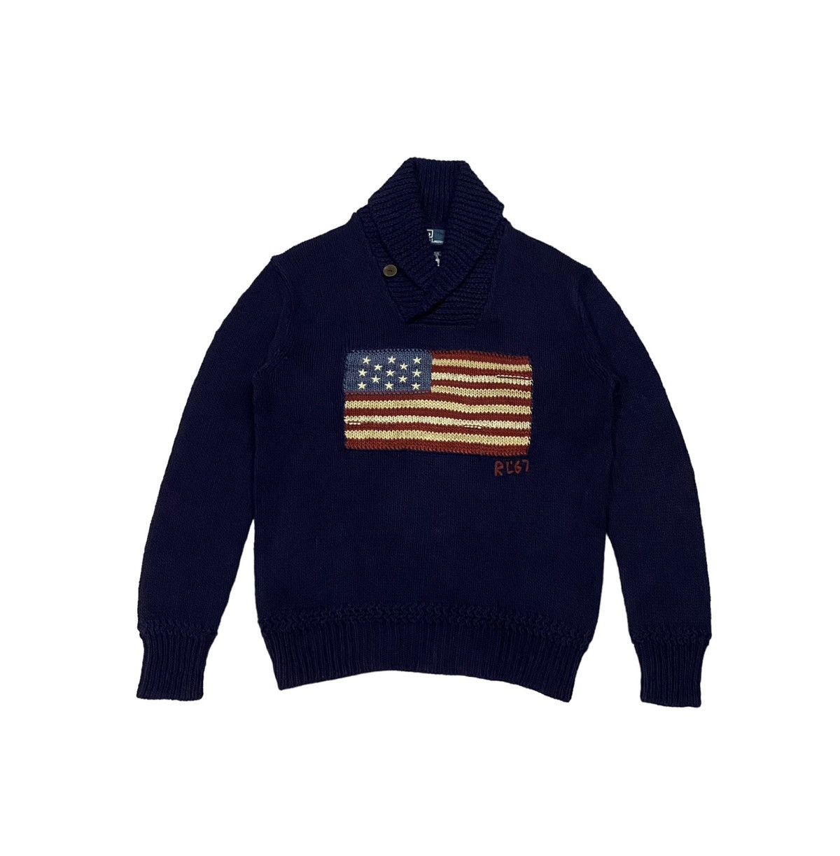 Polo Ralph Lauren × Ralph Lauren × Vintage Vintage Polo Ralph Lauren American Flag Crewneck Sweater Size US M / EU 48-50 / 2 - 1 Thumbnail