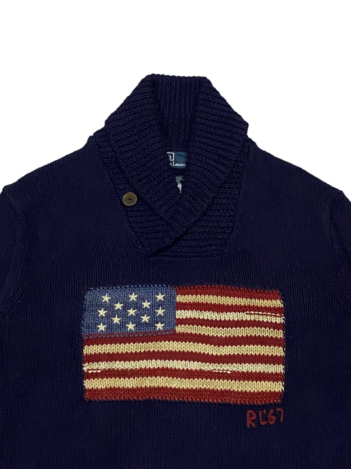 Polo Ralph Lauren × Ralph Lauren × Vintage Vintage Polo Ralph Lauren American Flag Crewneck Sweater Size US M / EU 48-50 / 2 - 10 Thumbnail