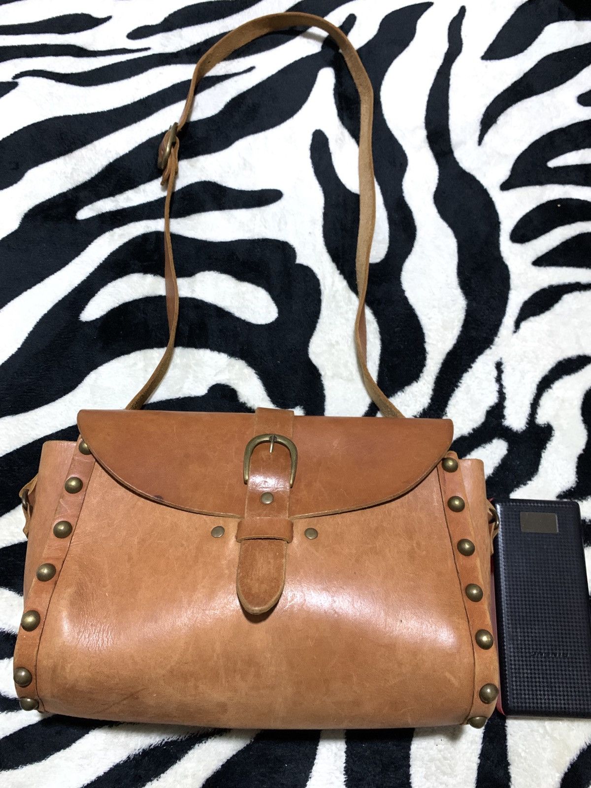Leather × Zara Zara Leather Handbag studded Size ONE SIZE - 1 Thumbnail
