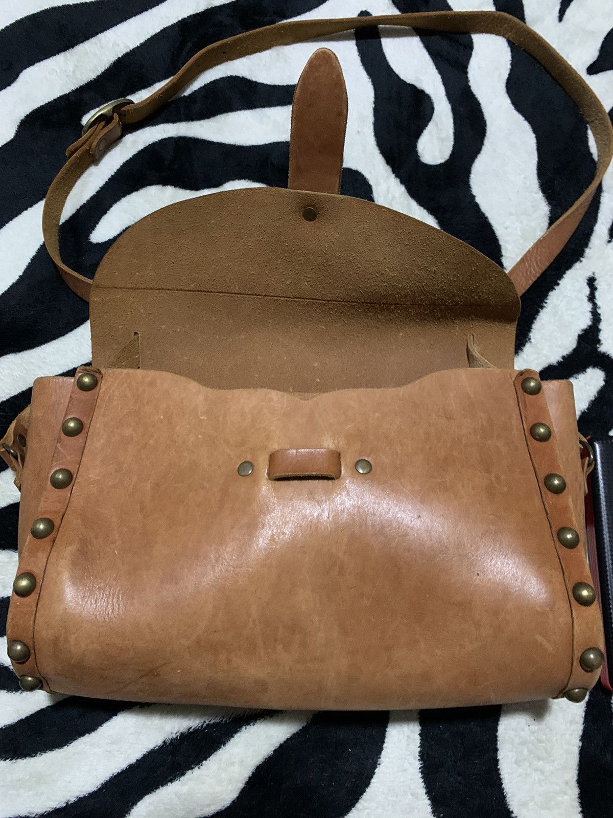 Leather × Zara Zara Leather Handbag studded Size ONE SIZE - 2 Thumbnail