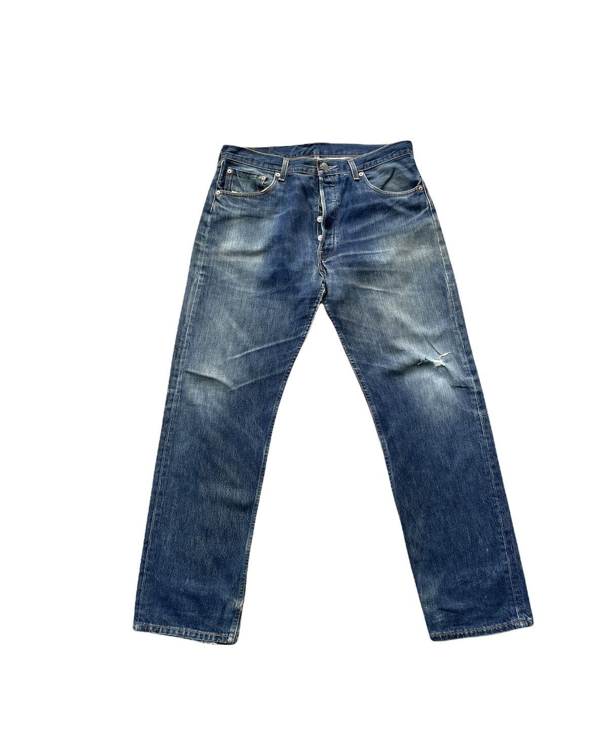 Levi's Vintage Levi’s 501 1998 Usa Aging Faded Distressed Size US 35 - 1 Thumbnail