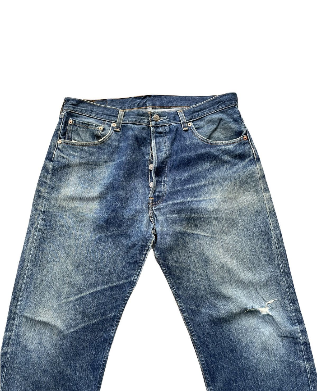 Levi's Vintage Levi’s 501 1998 Usa Aging Faded Distressed Size US 35 - 3 Thumbnail