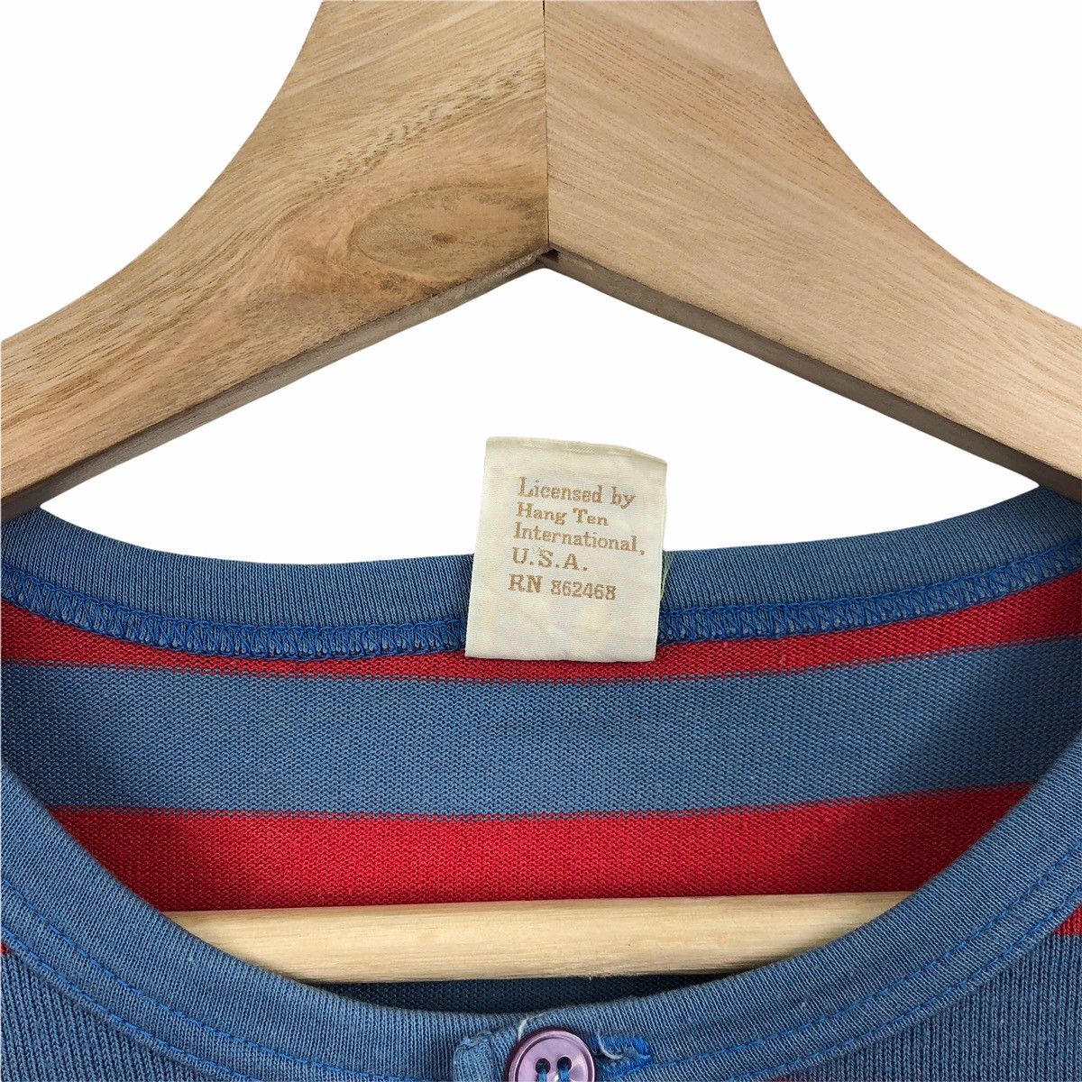 Hang Ten VINTAGE 1970'S HANG TEN SURF HAWAII HENLEY STRIPES T-SHIRTS Size US M / EU 48-50 / 2 - 6 Thumbnail