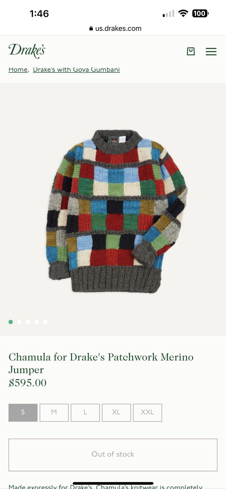 Chamula Chamula for Drake's Patchwork Merino Jumper Size US XL / EU 56 / 4 - 8 Thumbnail