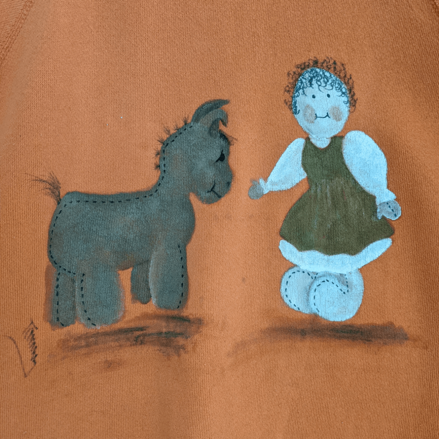 Tultex Vintage 90's TULTEX Kid Horse Drawing Painting Sweatshirt Size US L / EU 52-54 / 3 - 5 Thumbnail