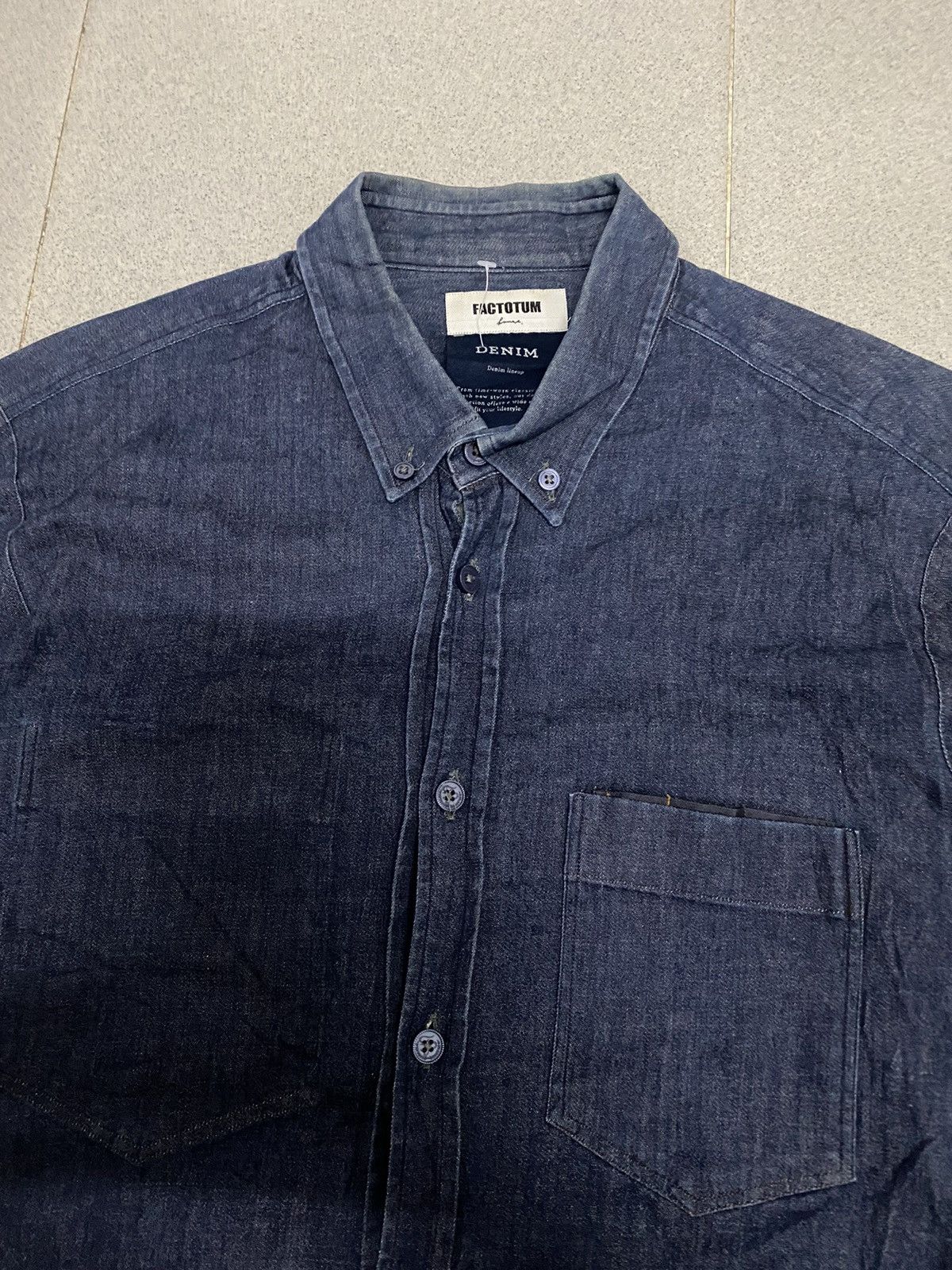 FACTOTUM × Japanese Brand × Vintage Vintage Factotum Homme Denim Shirt Size US S / EU 44-46 / 1 - 2 Thumbnail