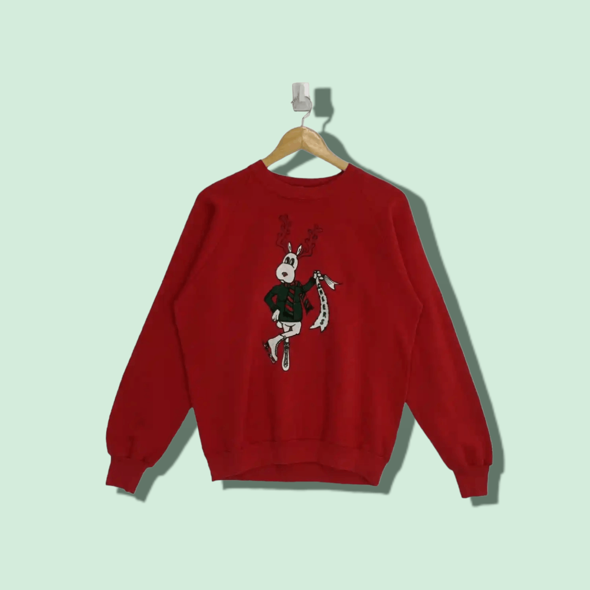 Vintage Vintage 90's DEER SANTA CLAUS Christmas Jumper Sweatshirt Size M / US 6-8 / IT 42-44 - 1 Thumbnail