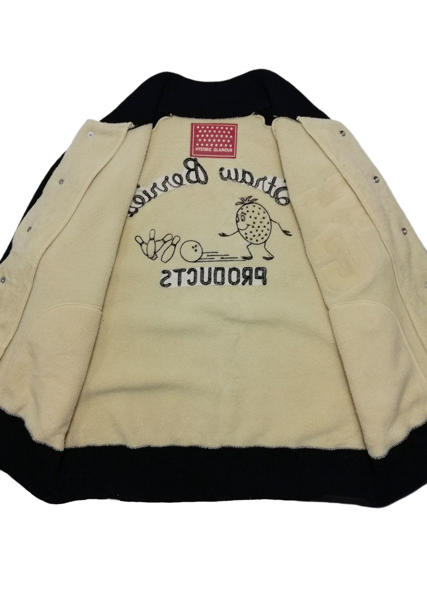 Hysteric Glamour × Japanese Brand 🔥HG Straw Berries Bowling Products Fleece Varsity Jacket Size US S / EU 44-46 / 1 - 10 Thumbnail